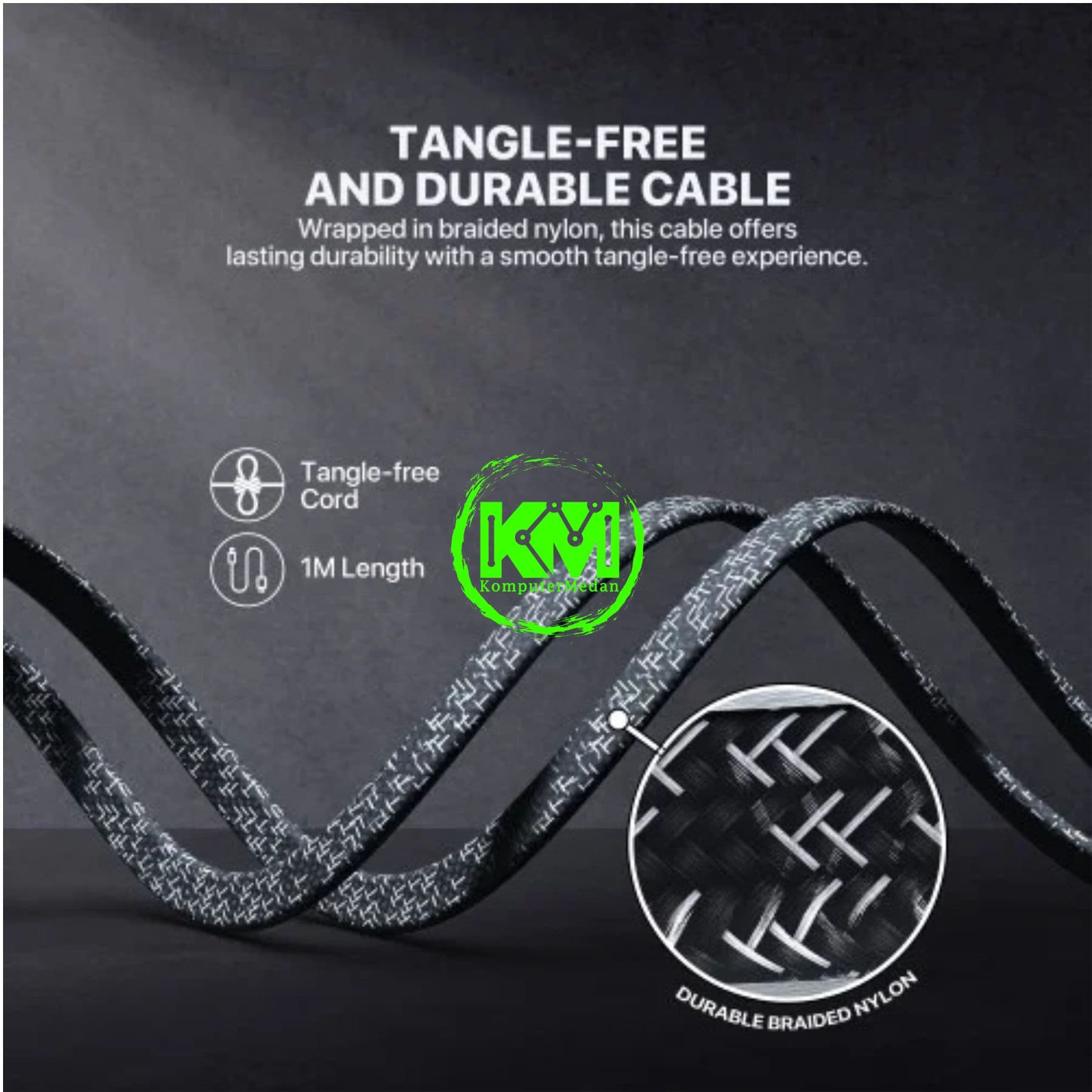 FANTECH DURALINK DLT1 SERIES CABLE, DLT1AM (A TO C), BRAIDED CABLE + PVC (KABEL PIPIH) 3 AMPERE FAST CHARGING (1 TOPLES : 20 PCS) - MIX (BLACK,WHITE) - Image 5