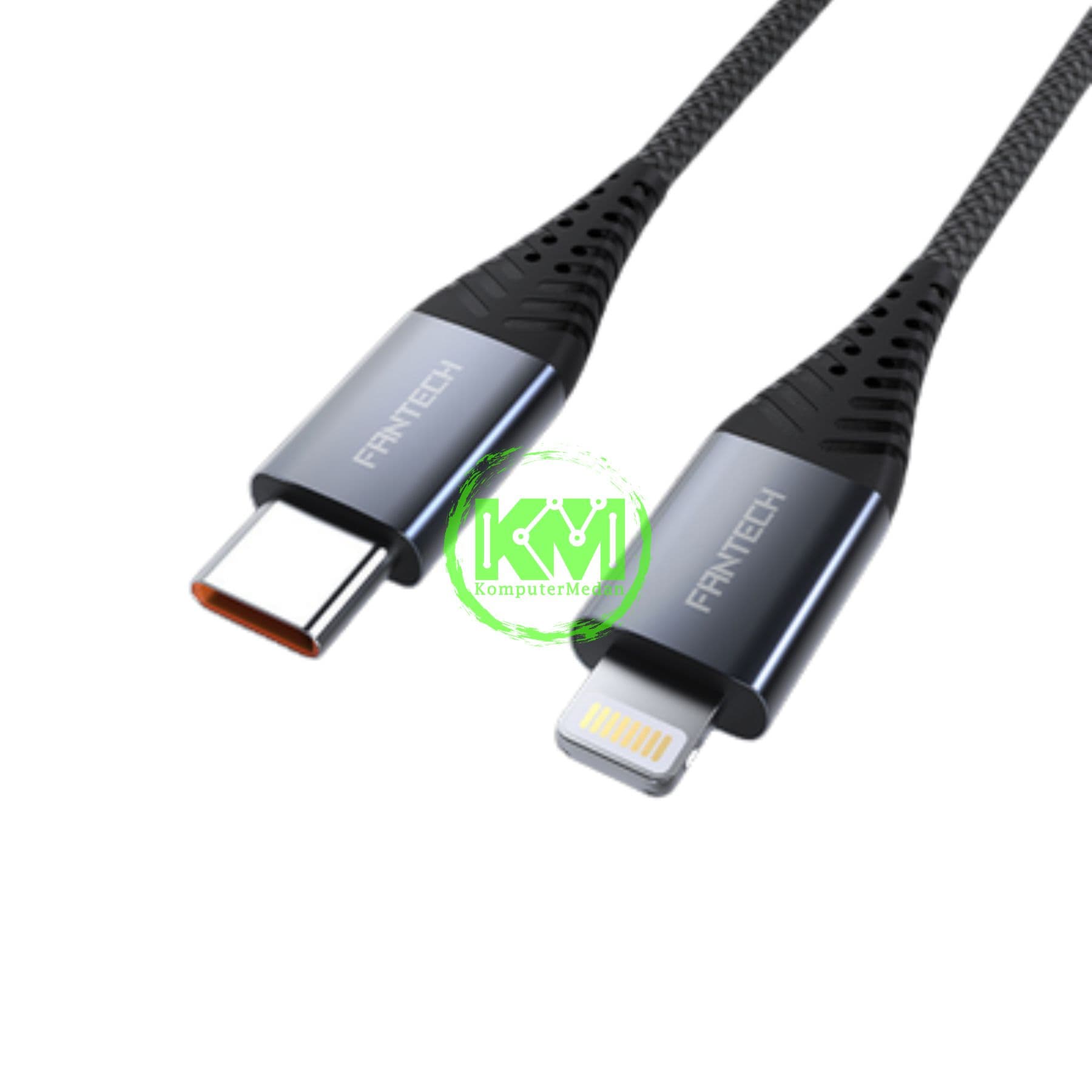 FANTECH DuraLINK DL2 SERIES CABLE, DL2CL (C-to-L) BRAIDED CABLE + ALUMINIUM SHELL, 3 AMPERE FAST CHARGING - Image 1