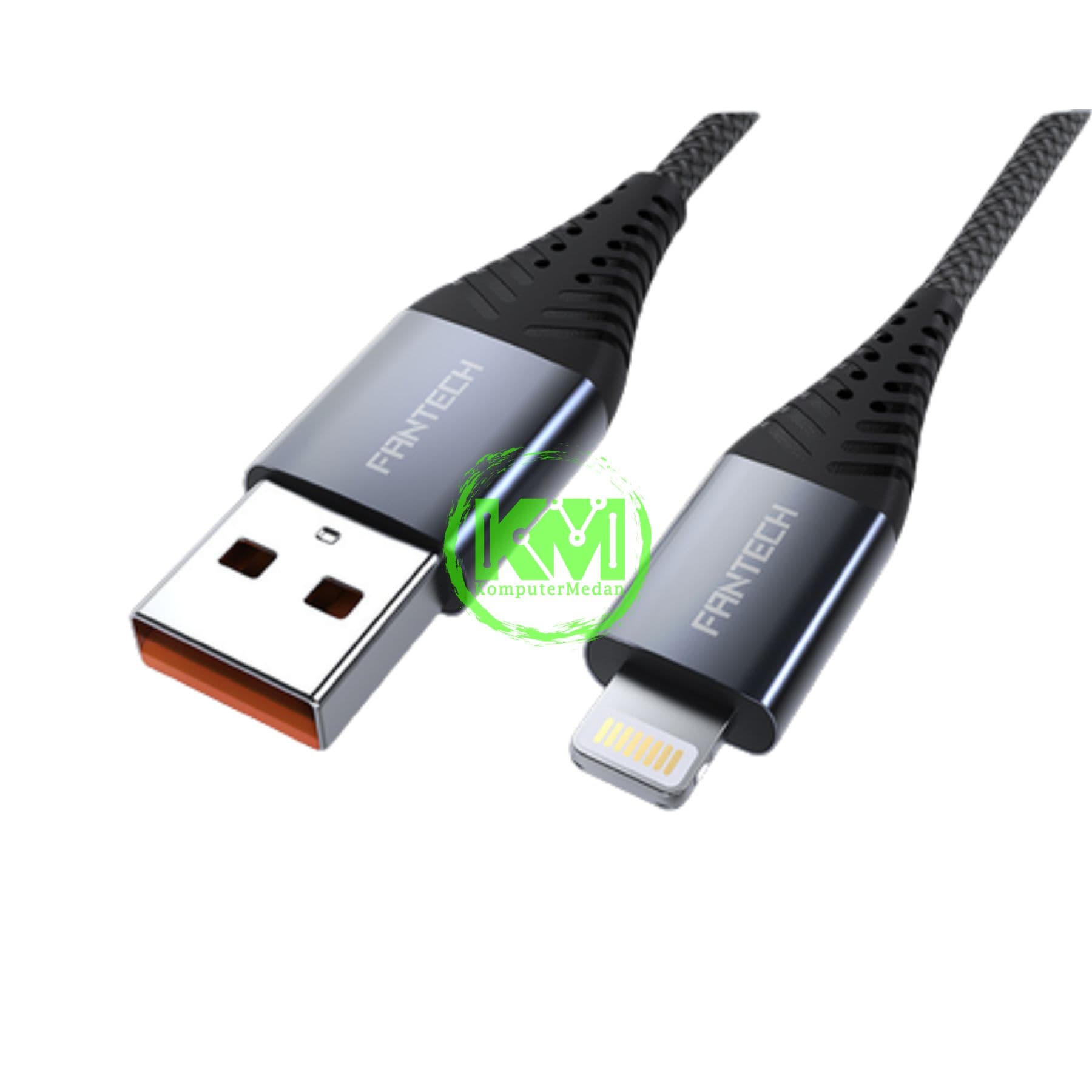 FANTECH DURALINK DL2 SERIES CABLE, DL2AL (A-to-L) BRAIDED CABLE + ALUMINIUM SHELL, 2.4 AMPERE FAST CHARGING