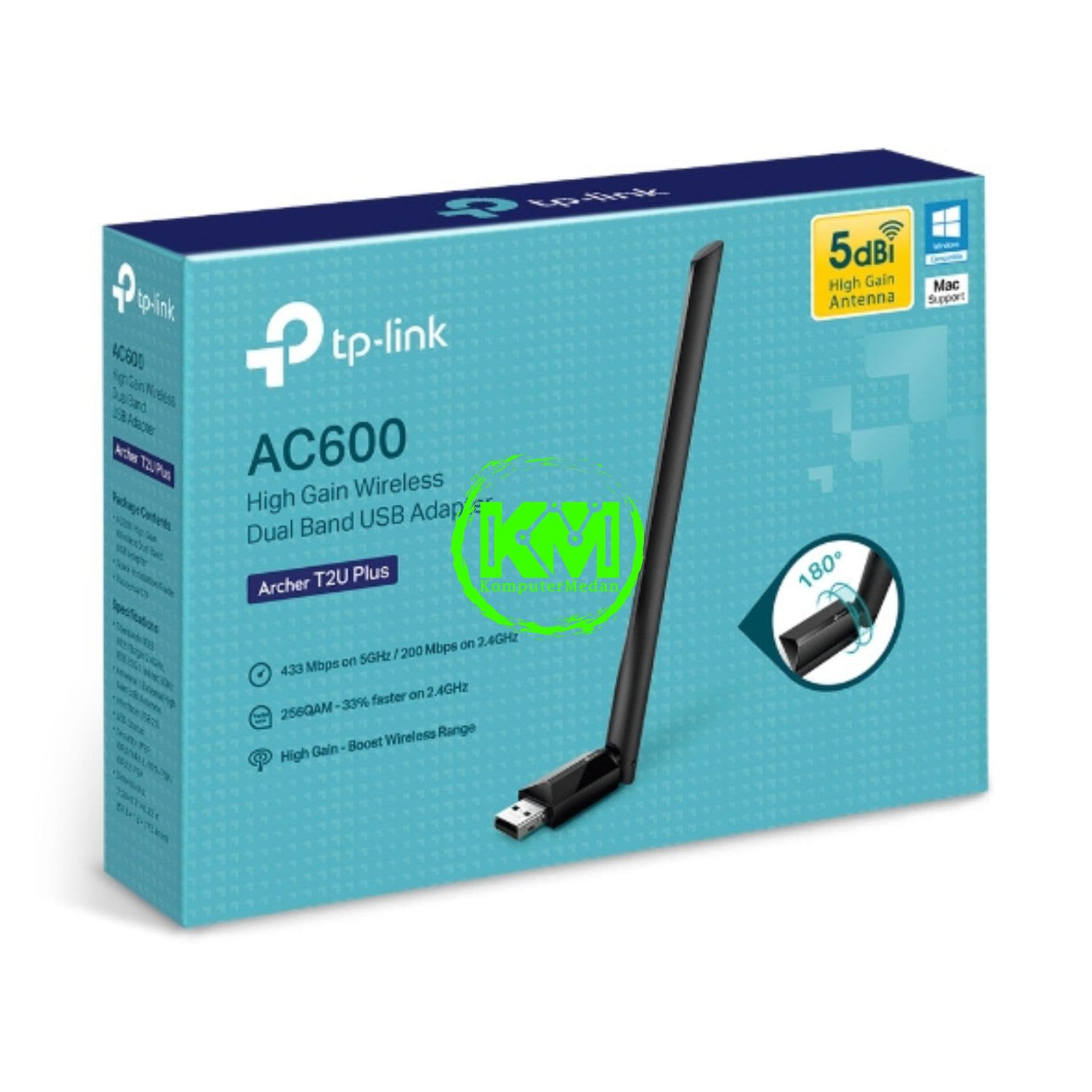 TP-LINK ARCHER T2U PLUS AC600 HIGH GAIN WIRELESS DUAL BAND USB ADAPTER WITH ANTENNA - Image 6