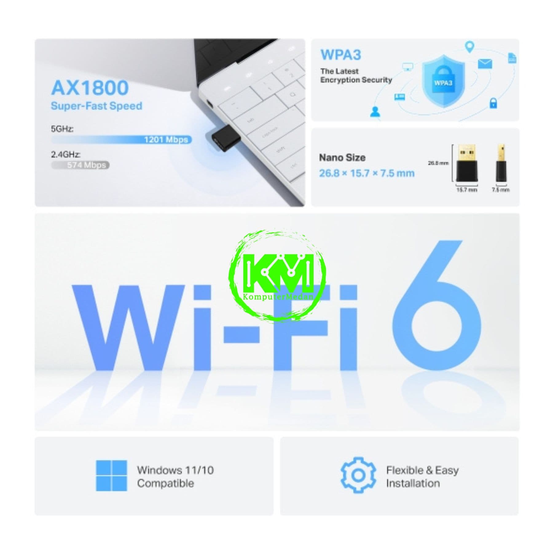 TP-LINK ARCHER TX20U Nano AX1800 DUAL BAND WI-FI 6 NANO USB ADAPTER - Image 2