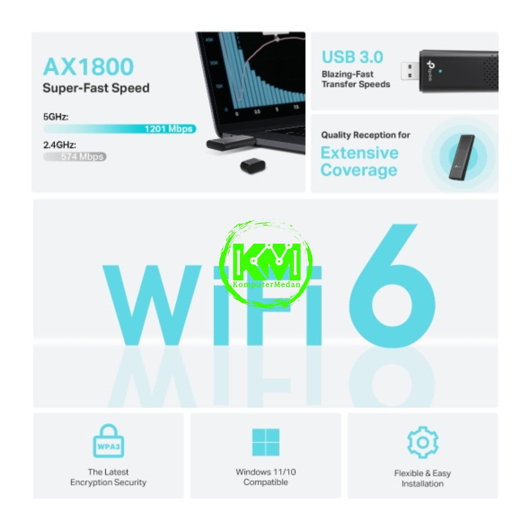 TP-LINK ARCHER TX20U AX1800 DUAL BAND WI-FI 6 WIRELESS USB ADAPTER - Image 3