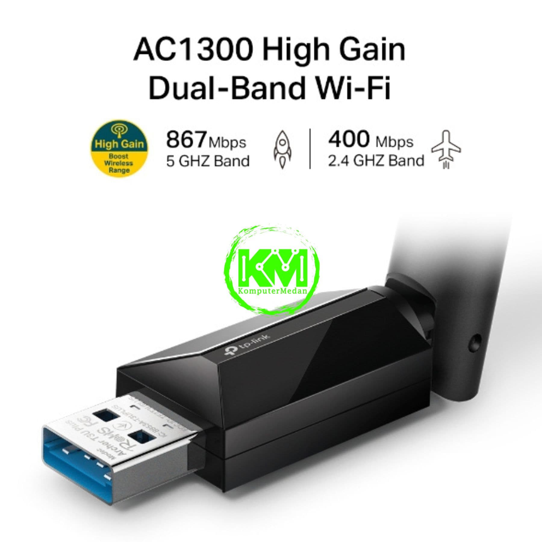 TP-LINK ARCHER T3U Plus AC1300 HIGH GAIN DUAL BAND WI-FI USB ADAPTER - Image 3