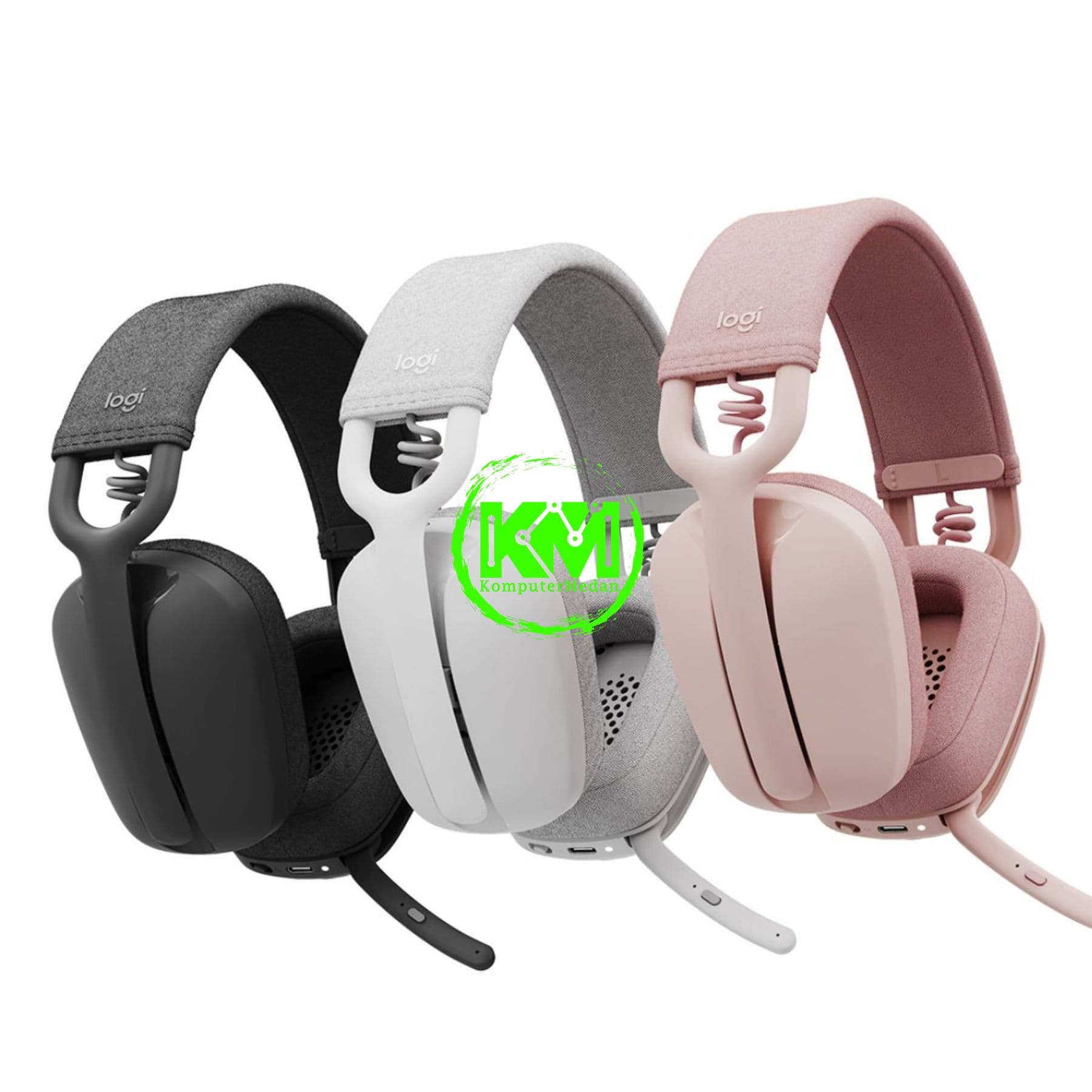 LOGITECH ZONE VIBE 100 WIRELESS HEADSET (ROSE,WHITE,BLACK) - Image 1