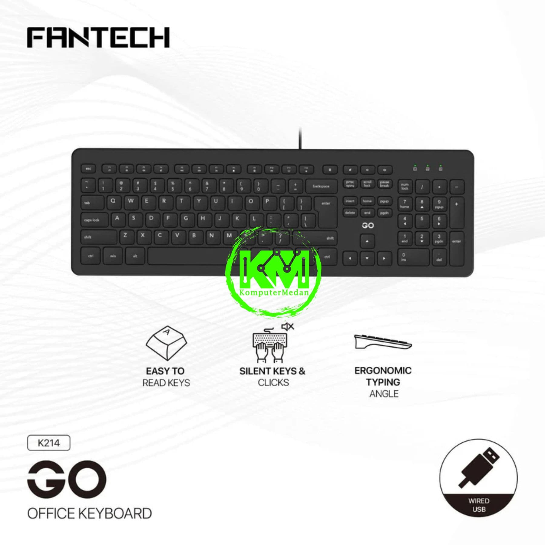 FANTECH GO K214 KEYBOARD OFFICE BLACK - Image 2