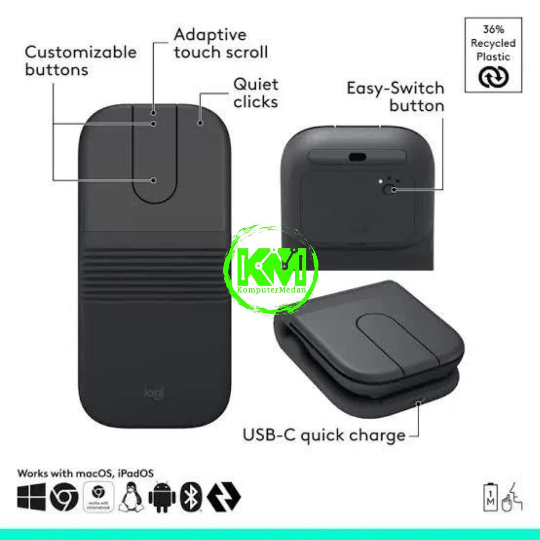 LOGITECH MOBI FOLD MOUSE WIRELESS BLUETOOTH - Image 2