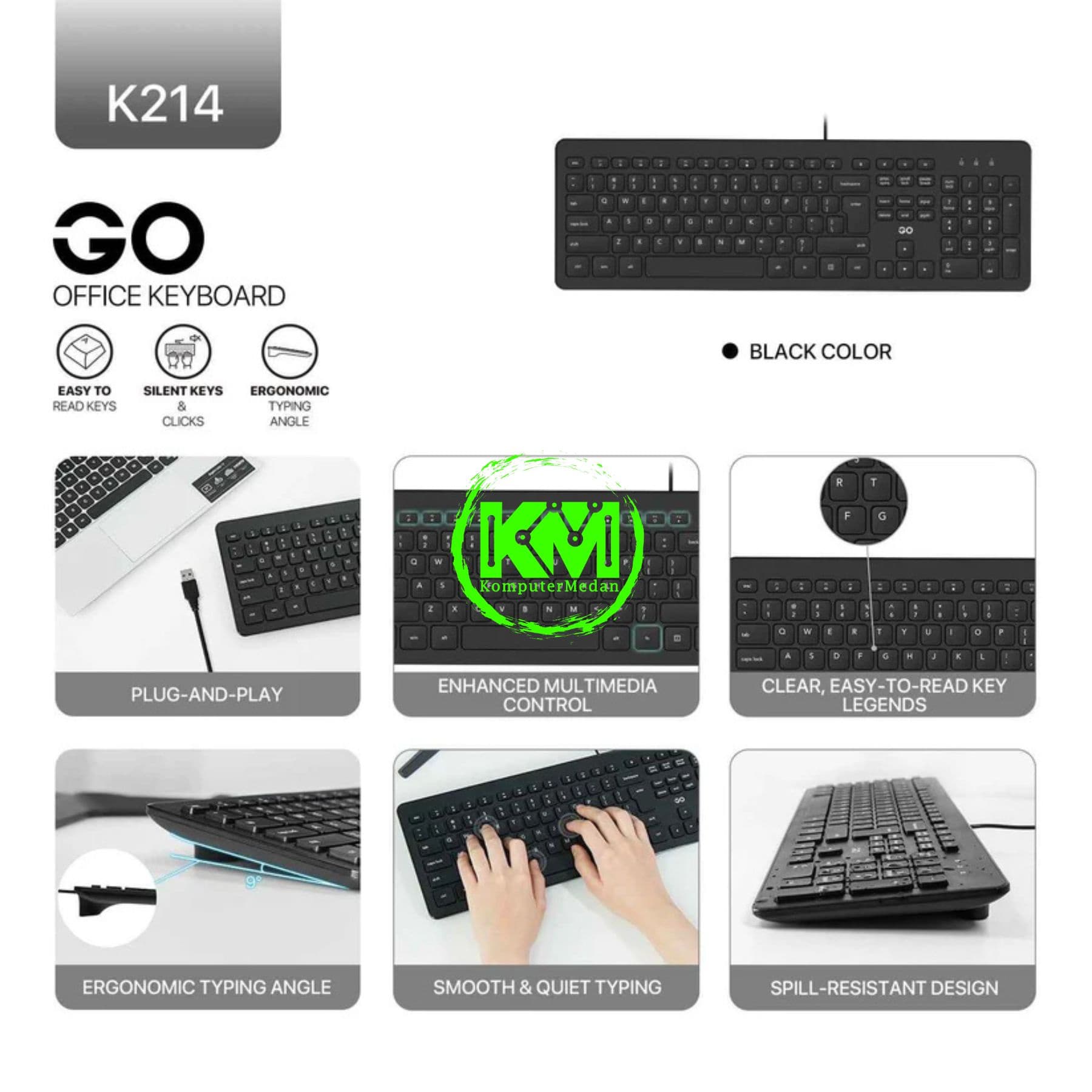 FANTECH GO K214 KEYBOARD OFFICE BLACK - Image 7