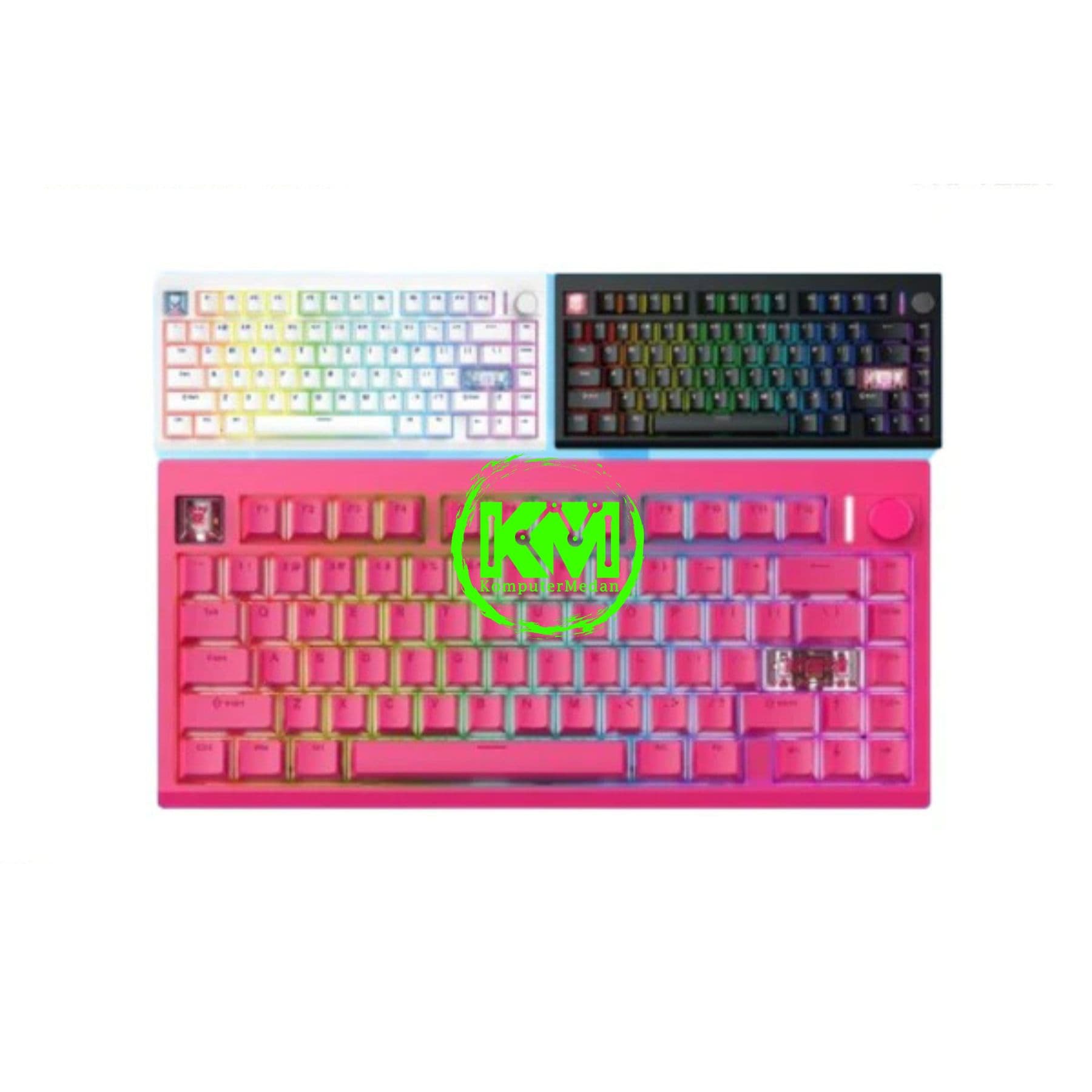 FANTECH MAXFIT 8 MK921 MECHANICAL KEYBOARD - BLACK/WHITE/PINK (SWITCH BROWN/WHITE)