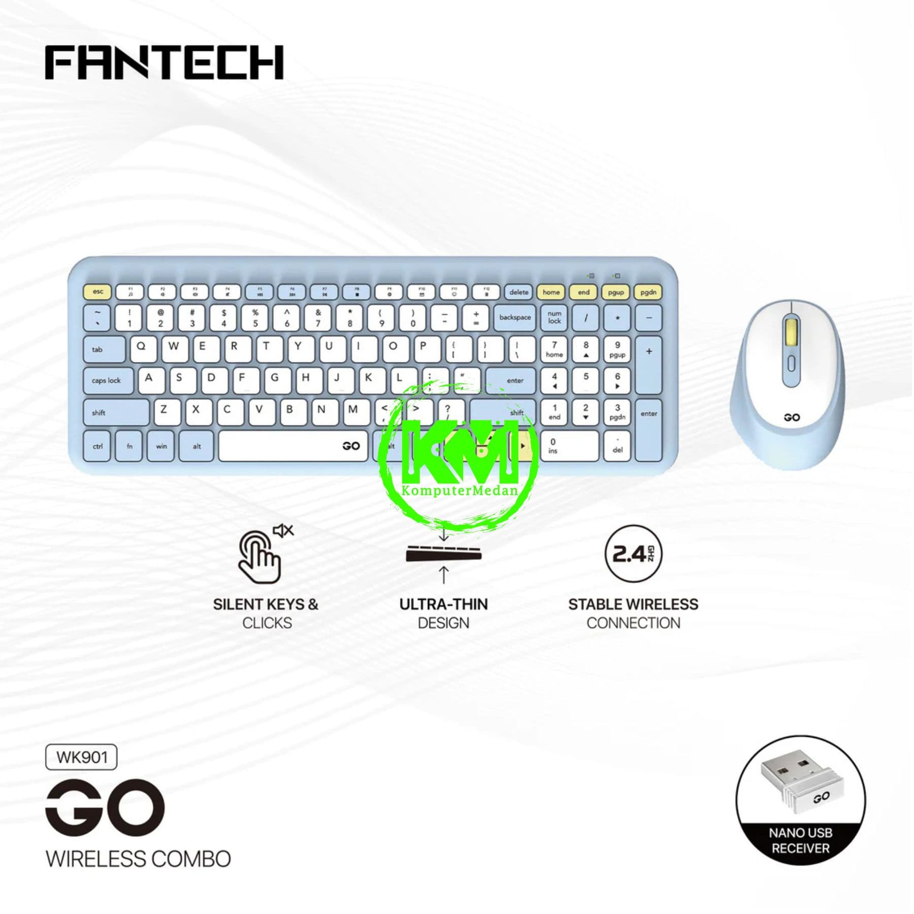 FANTECH GO WK901 OFFICE COMBO - BLACK & BLUE - Image 3