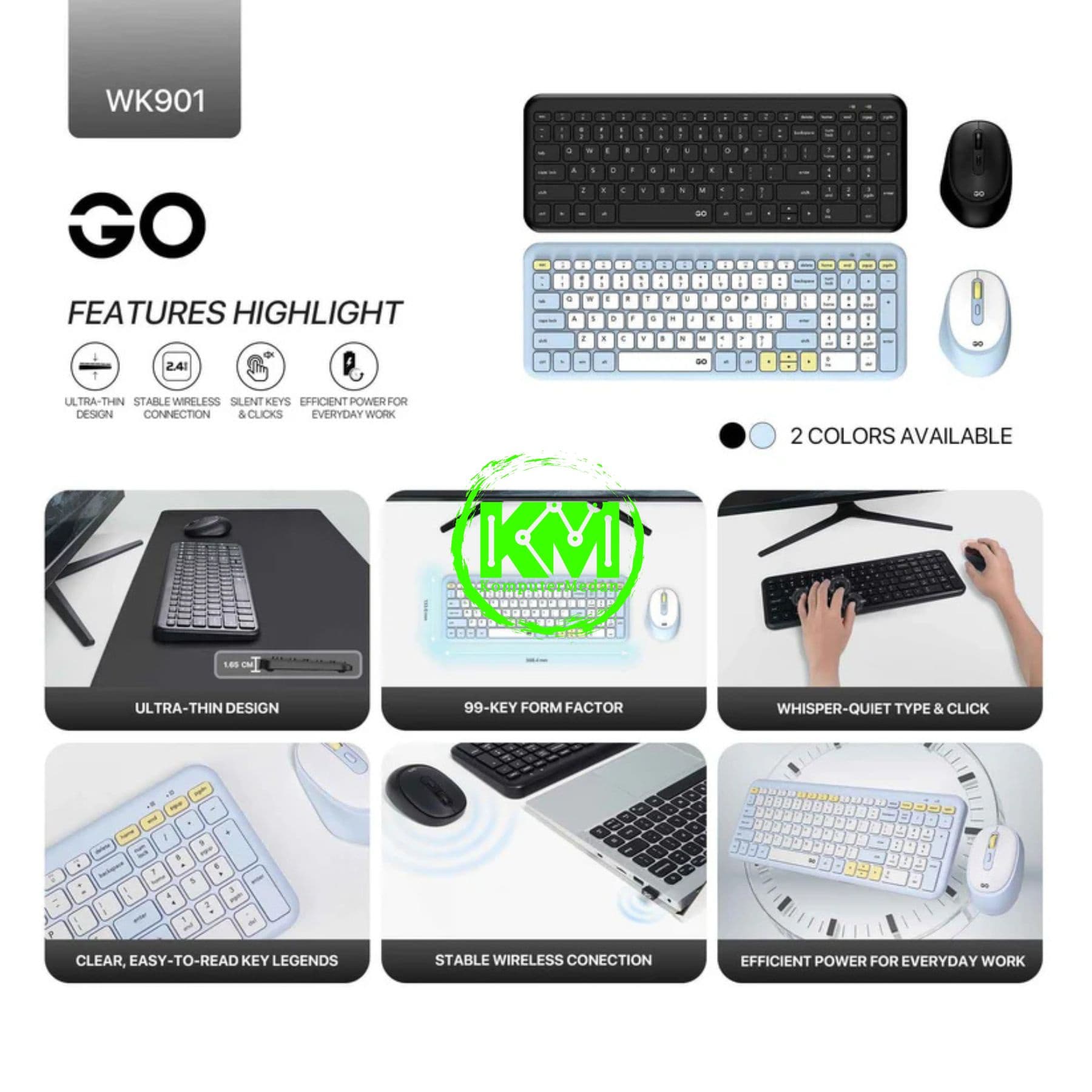 FANTECH GO WK901 OFFICE COMBO - BLACK & BLUE - Image 6