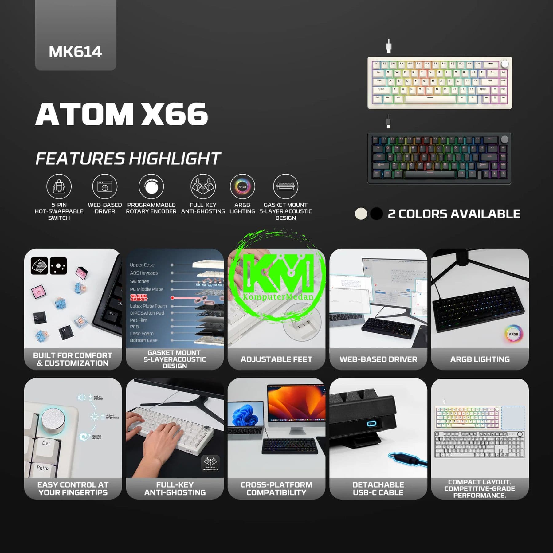 FANTECH ATOM X66 MK614 MECHANICAL KEYBOARD - Image 4