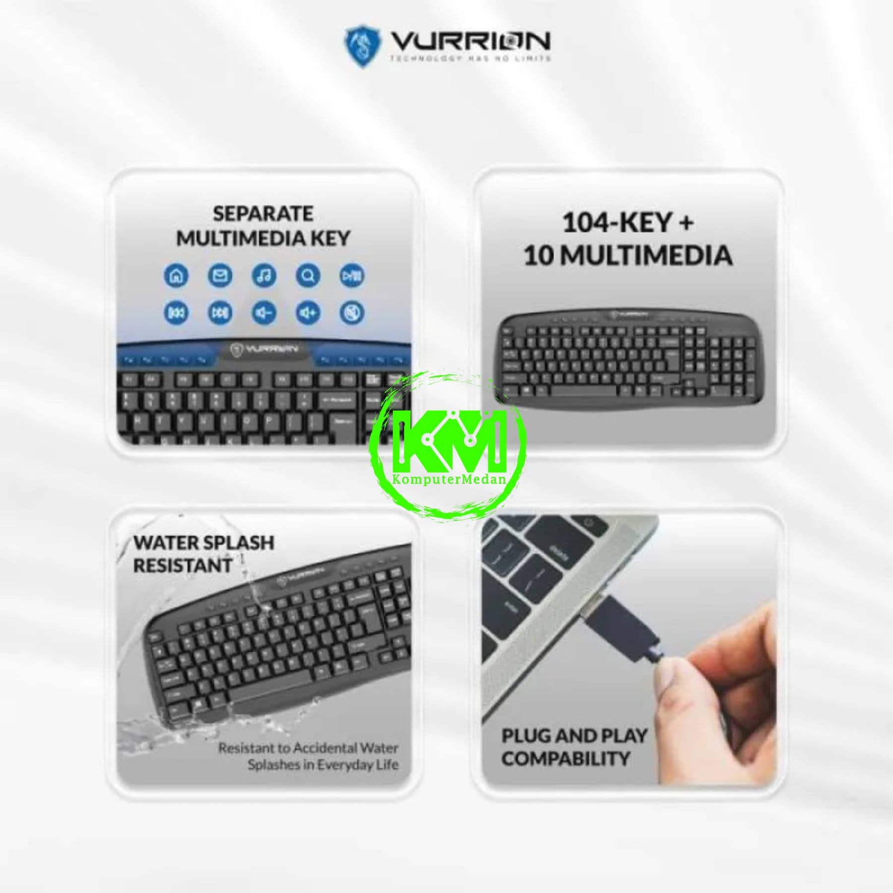 VURRION KEYBOARD MULTIMEDIA KM 100 - Image 2