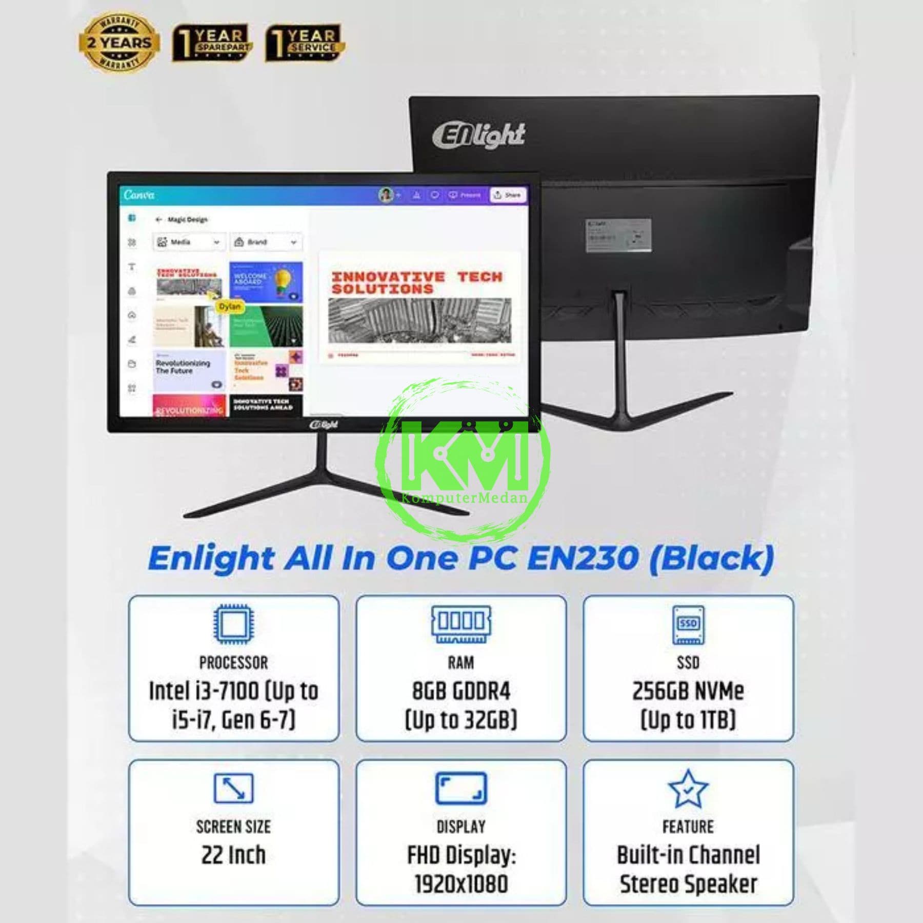 ENLIGHT EN230 (21,5") INCLUDE i3-7100 SSD M.2 PC AIO - Image 3