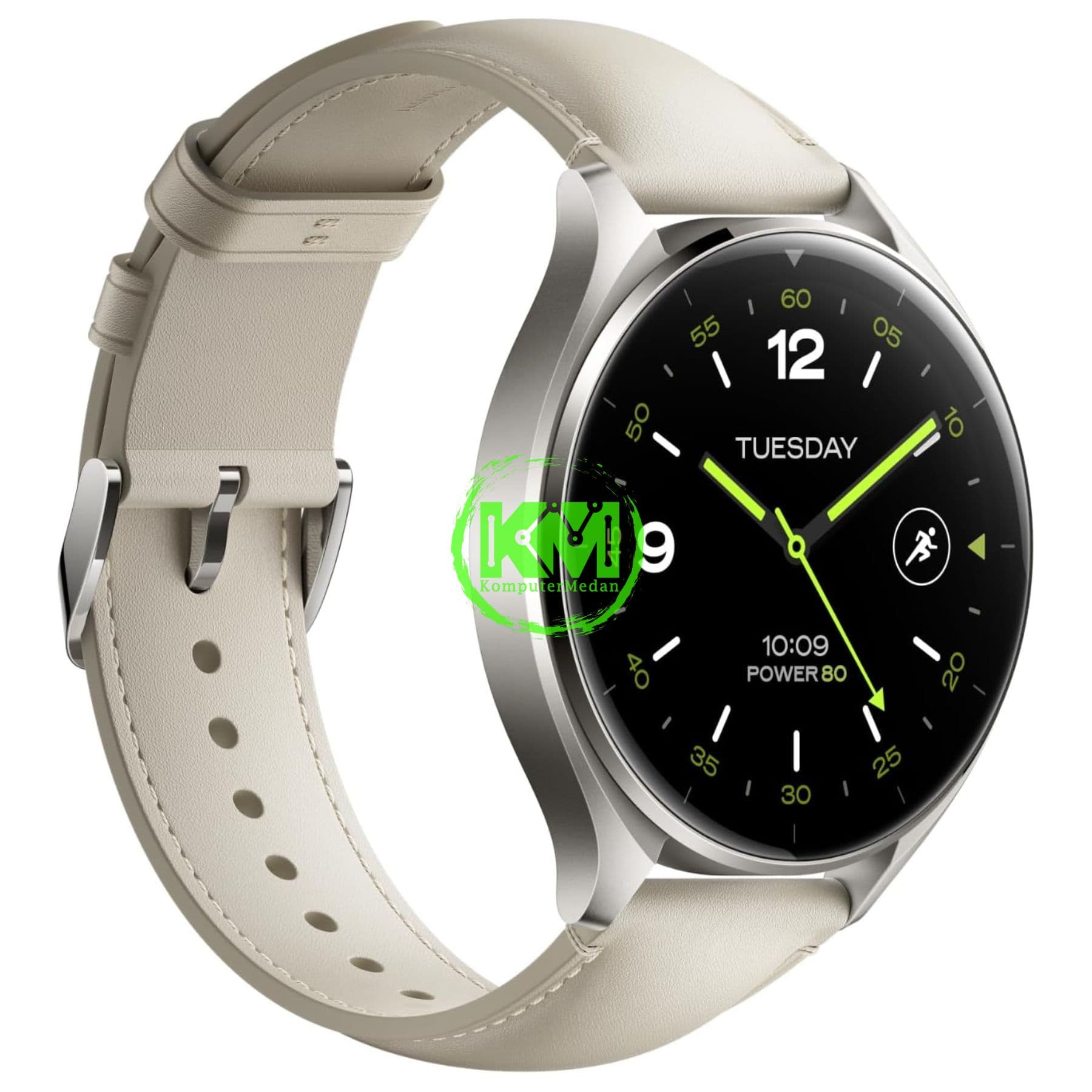 XIAOMI WATCH 2 TITAN GRAY CASE WITH WHITE LEATHER STRAP - Image 3