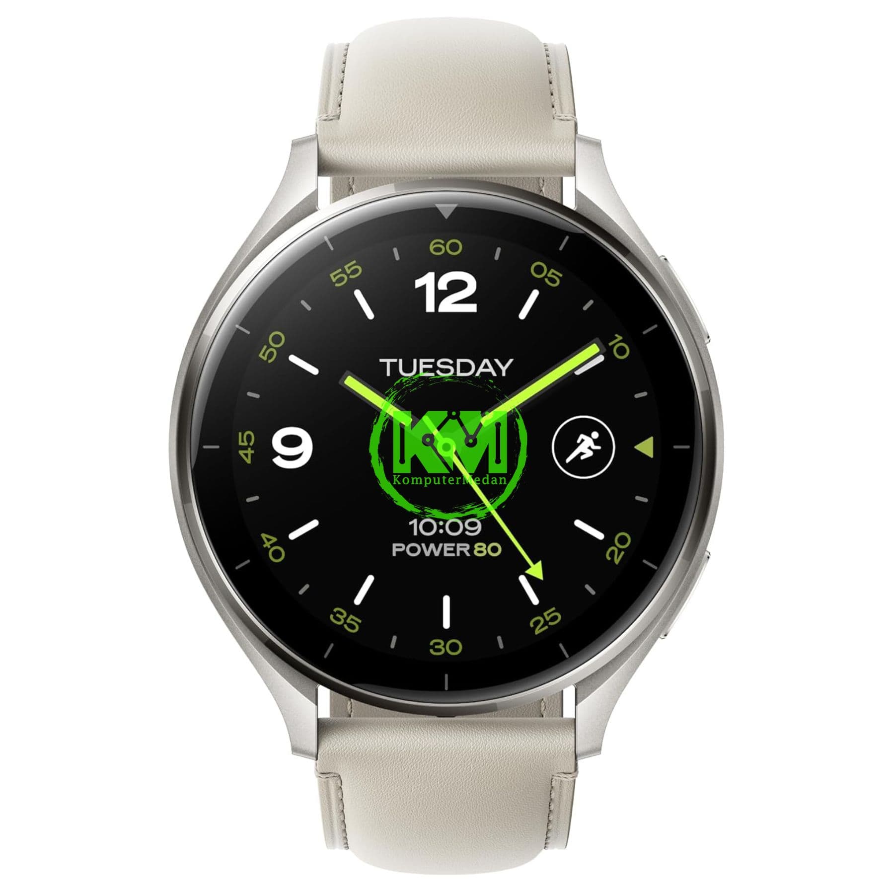 XIAOMI WATCH 2 TITAN GRAY CASE WITH WHITE LEATHER STRAP - Image 1