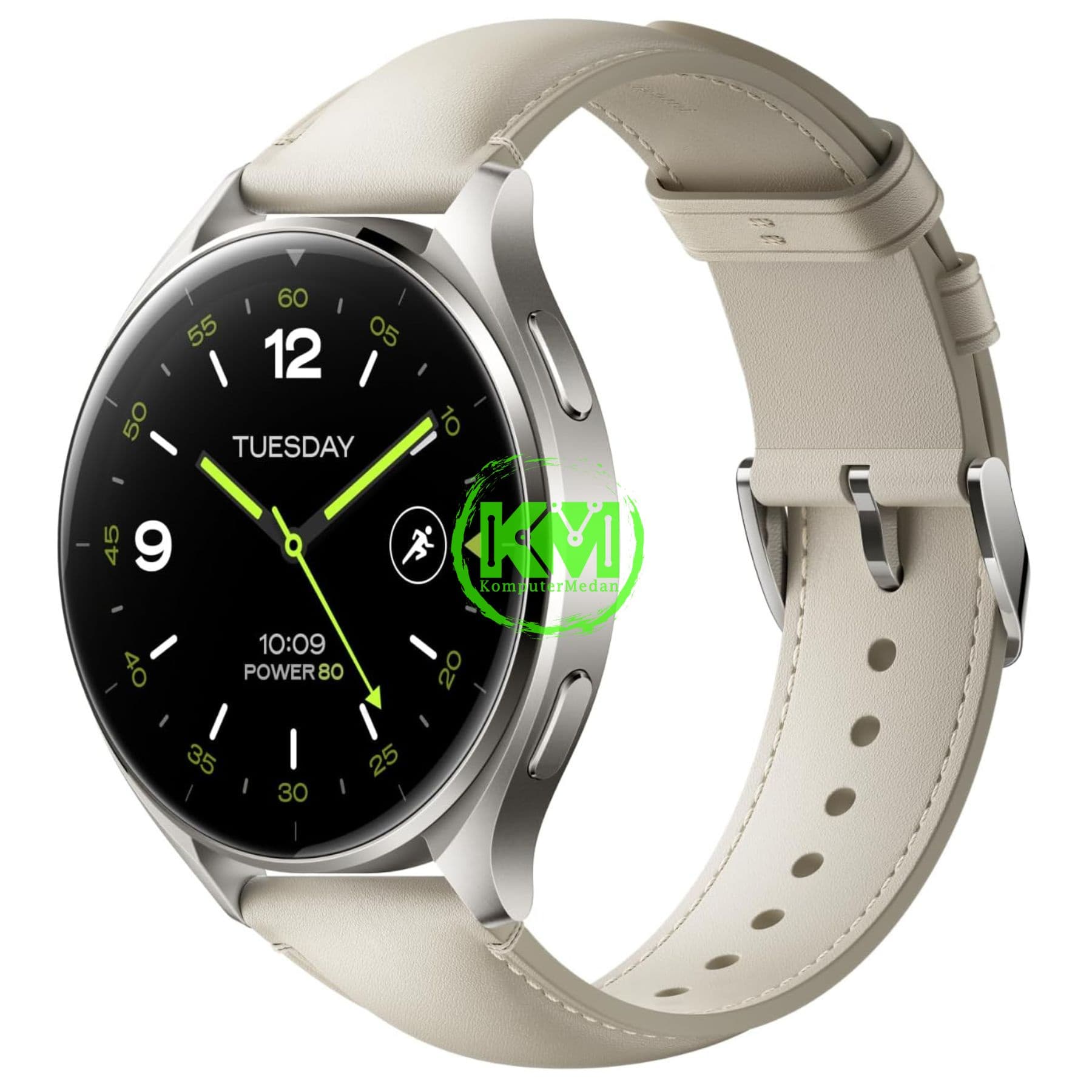 XIAOMI WATCH 2 TITAN GRAY CASE WITH WHITE LEATHER STRAP - Image 2
