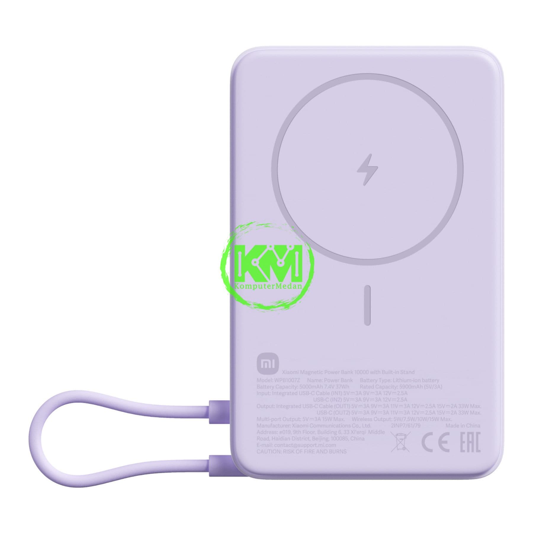 XIAOMI MAGNETIC POWERBANK 10000 WITH BUILT-IN STAND PURPLE - Image 1