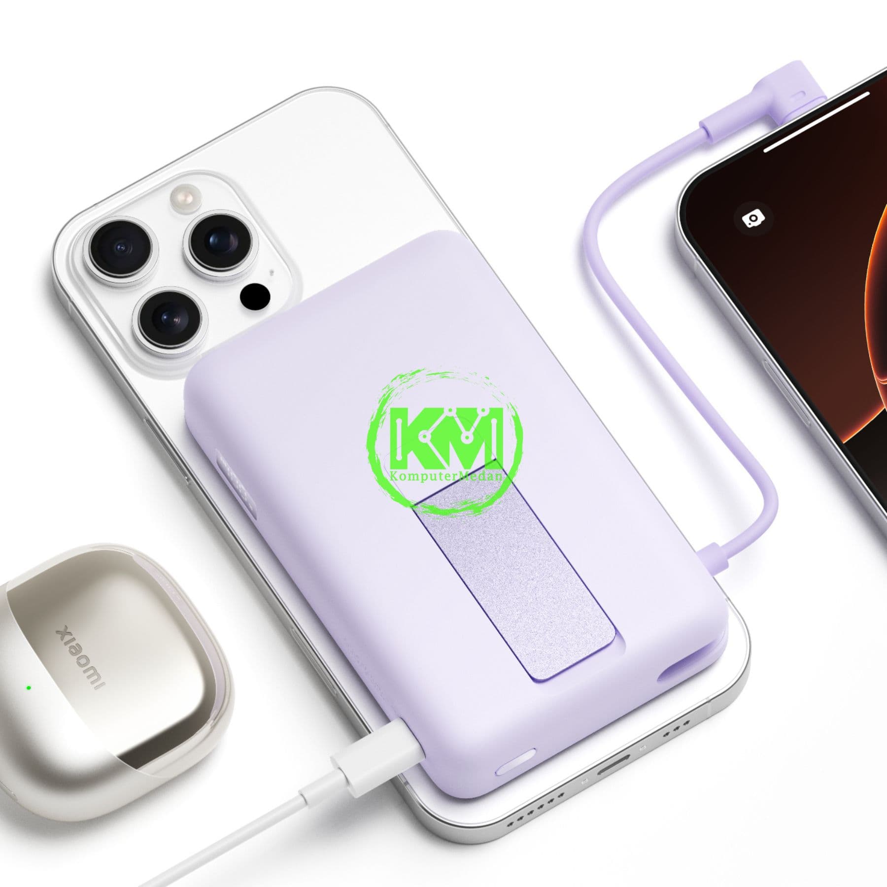 XIAOMI MAGNETIC POWERBANK 10000 WITH BUILT-IN STAND PURPLE - Image 3