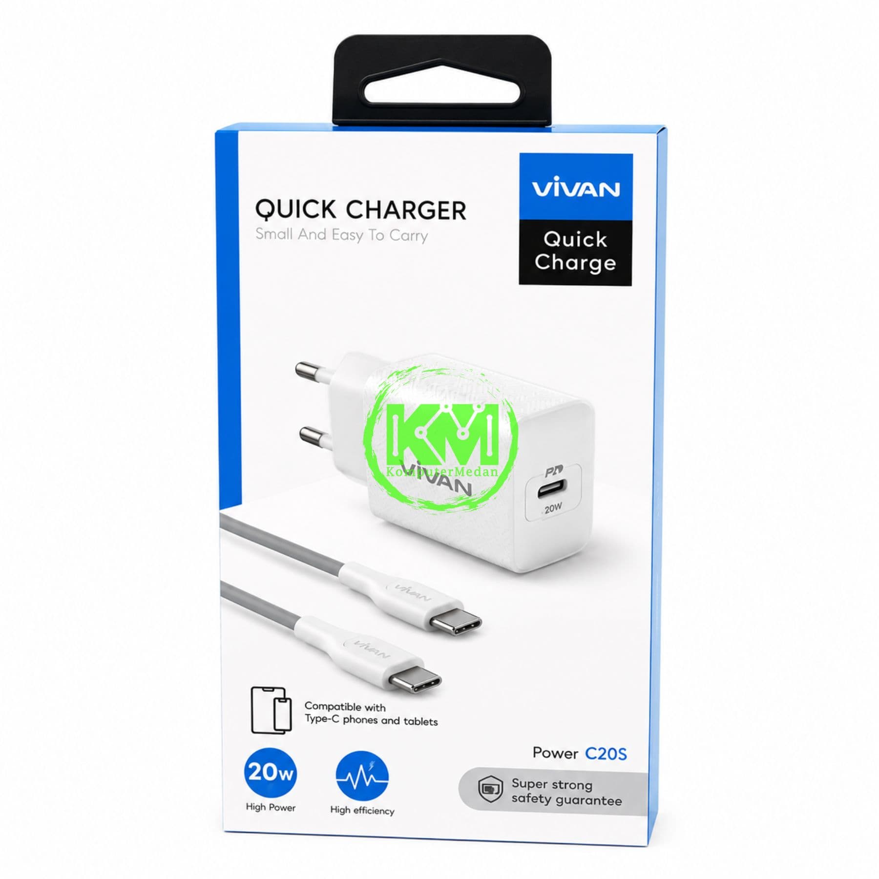 VIVAN CHARGER C20S (PD 20W, FREE KABEL C TO C)