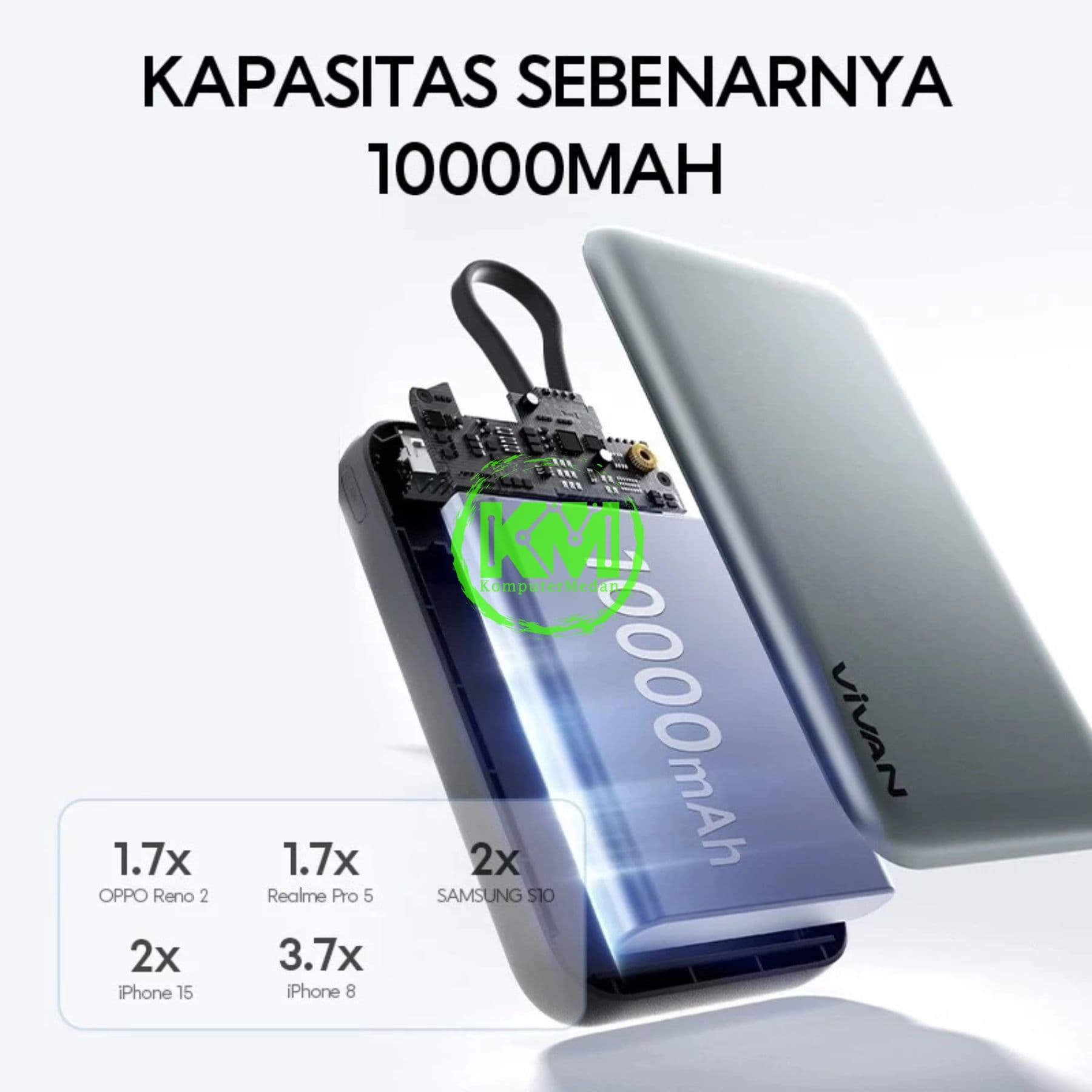 VIVAN POWERBANK VPB W13C MAGNETIC MAGSAFE ( 10.000MAH, PD 20W, WIRELESS 15W, INPUT C, OUTPUT A & C, TYPE C BUILT IN ) - Image 4