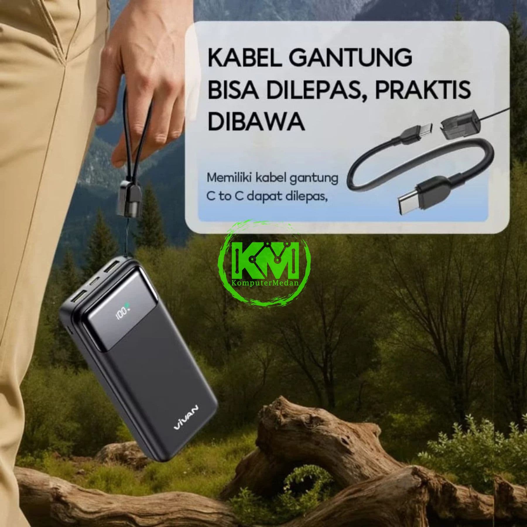 VIVAN POWERBANK VPB D21 LED DIGITAL ( 10.000MAH, 22.5W FAST CHARGING, INPUT C & MICRO, OUTPUT 2x A & C, CCC CERTIFIED ) - Image 4