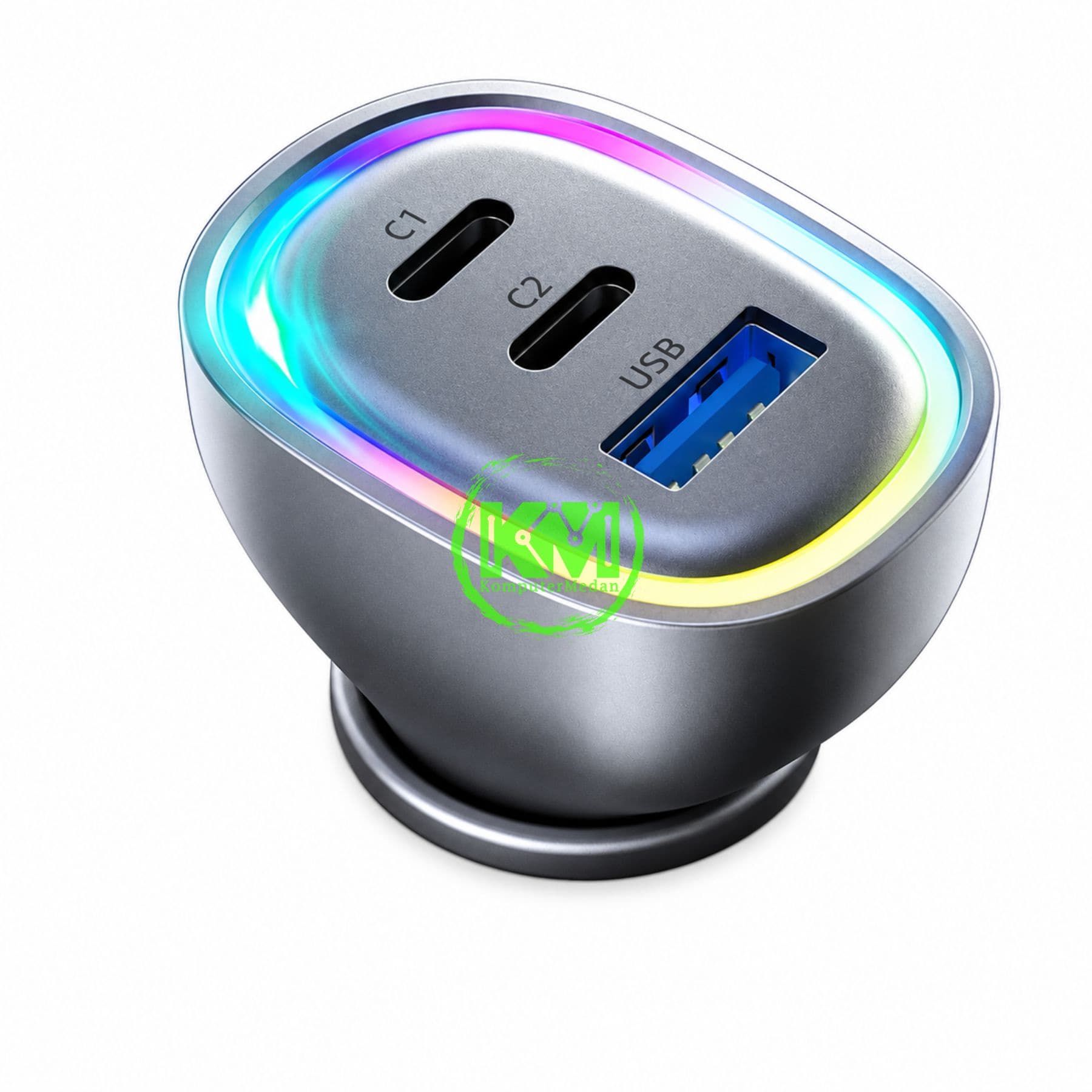 VIVAN CAR CHARGER CCQ05 ( OUTPUT 2.4A, 2x TYPE C, 1x TYPE A, AMBIEST RGB ) - Image 3