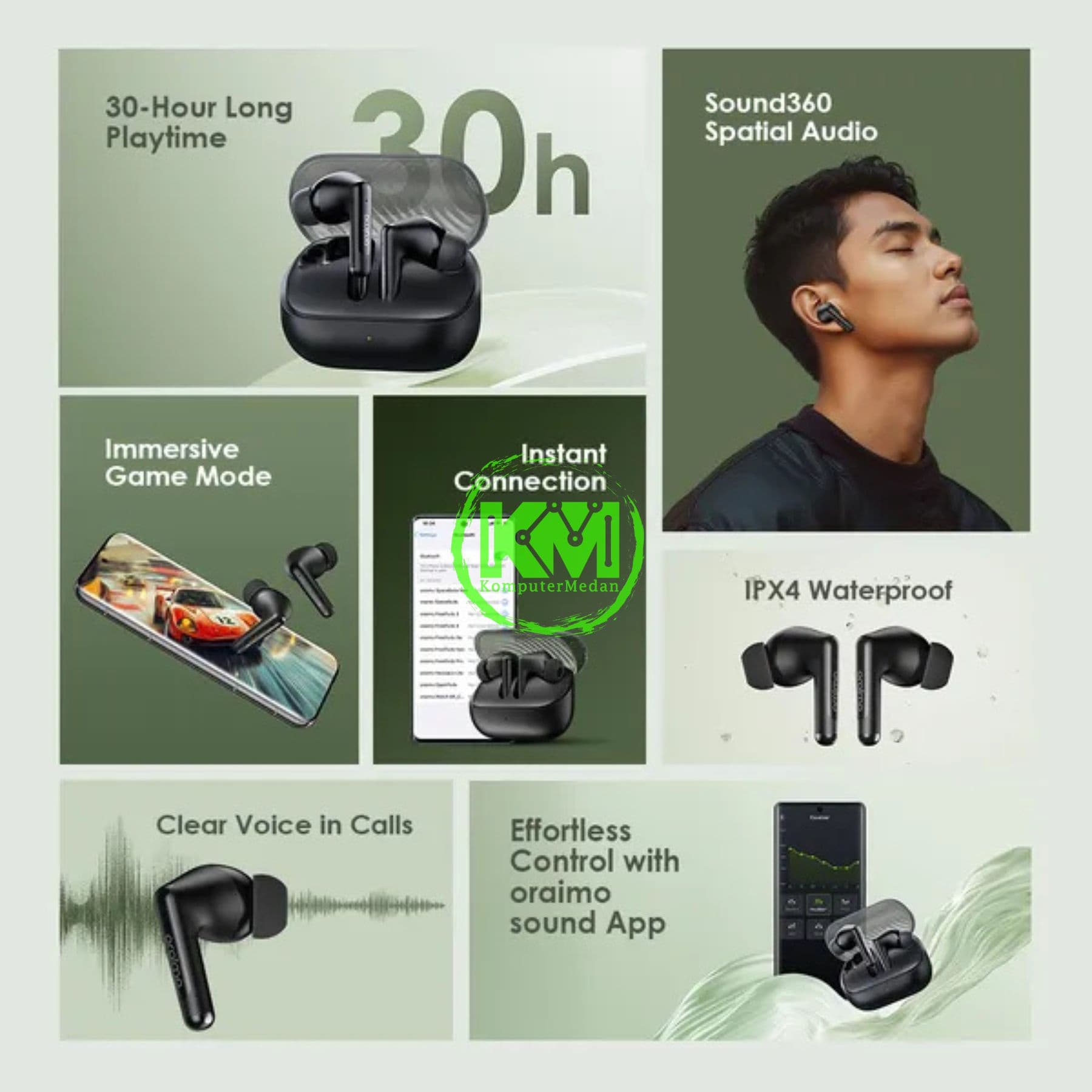ORAIMO TWS BLUETOOTH EARPHONE OTW-323 ( LIGHT GOLD ) - Image 3