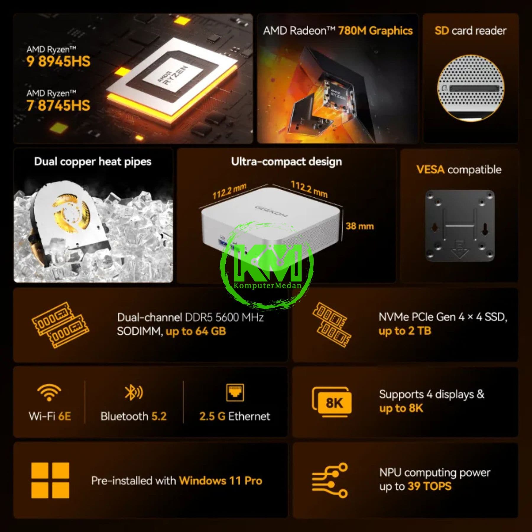 GEEKOM A8 RYZEN 9 8945HS-32GB/1TB MINI PC - Image 8