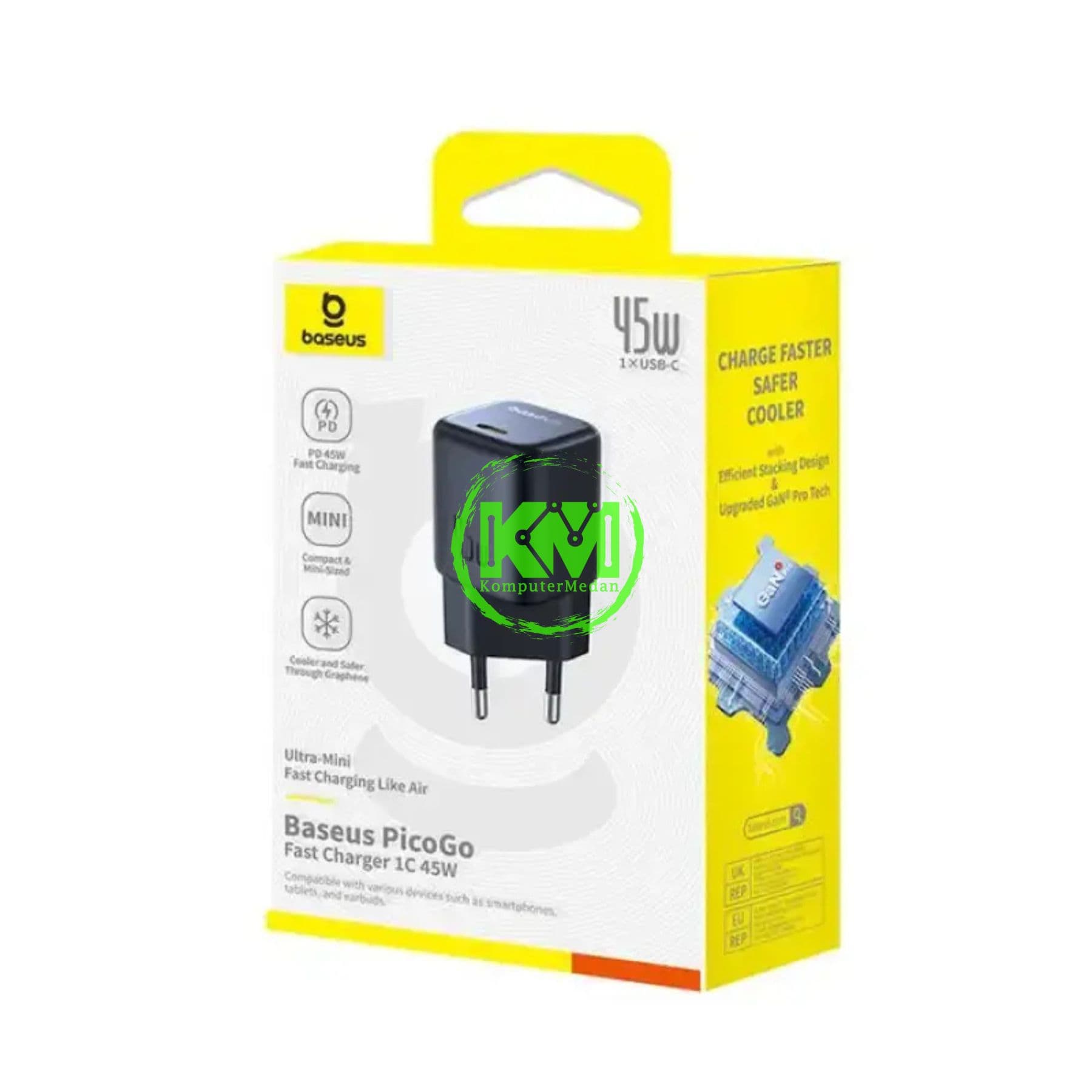 BASEUS PICOGO GAN FAST CHARGER 1C 45W EU COSMIC BLACK