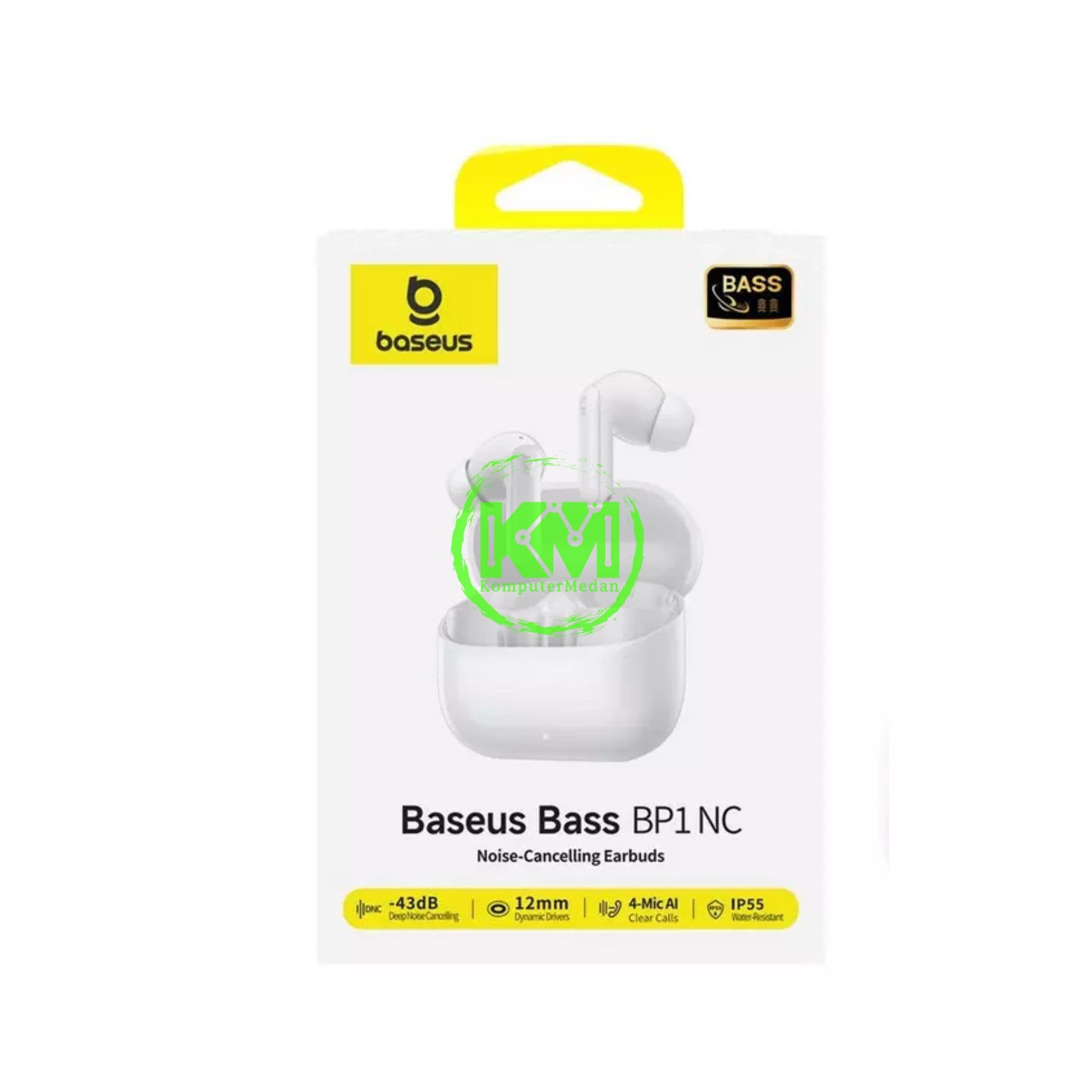 BASEUS BASS BP1 NC IN-EAR TRUE WIRELESS EARBUDS MOON WHITE