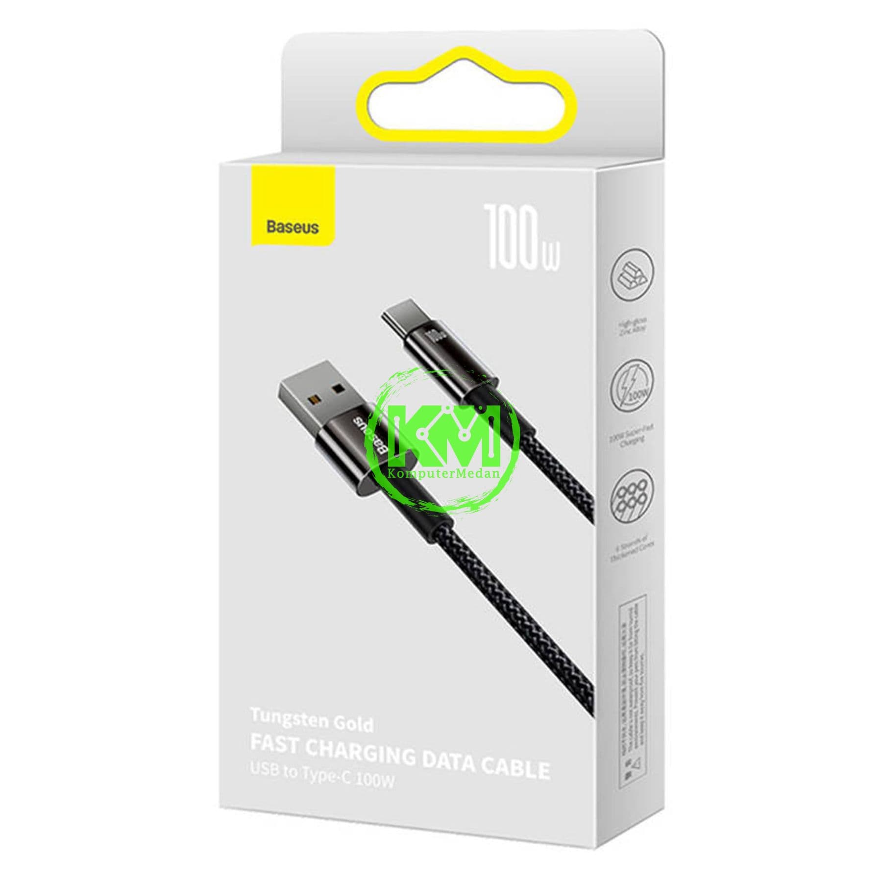 BASEUS TUNGSTEN GOLD FAST CHARGING DATA CABLE USB TO TYPE-C 100W 1M BLACK