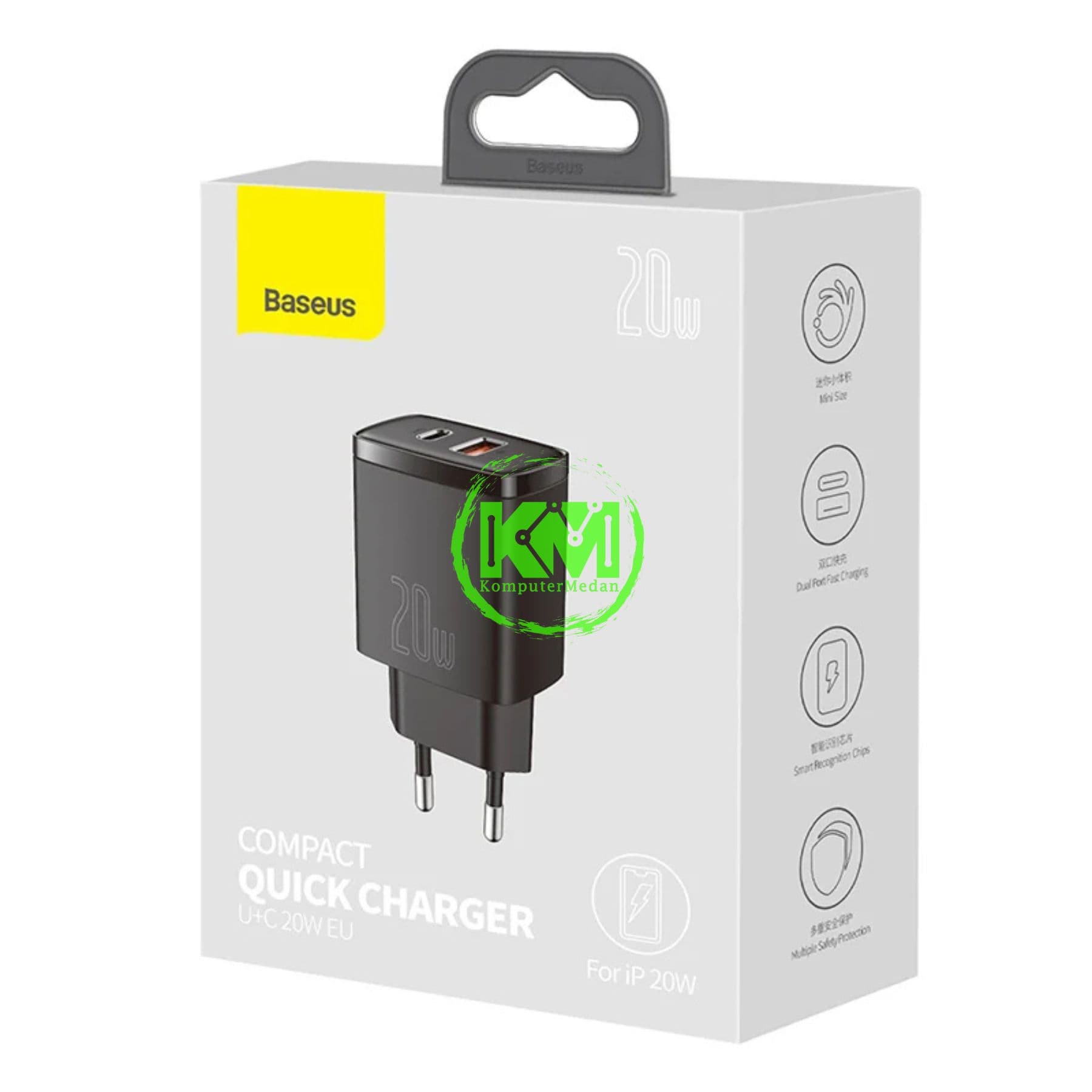 BASEUS COMPACT QUICK CHARGER U+C 20W EU BLACK