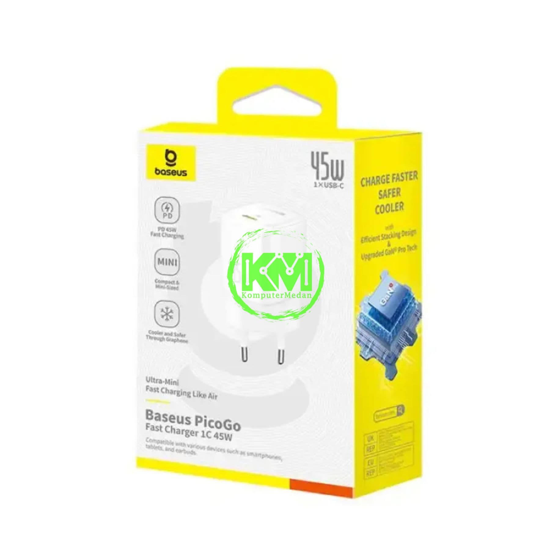 BASEUS PICOGO GAN FAST CHARGER 1C 45W EU MOON WHITE