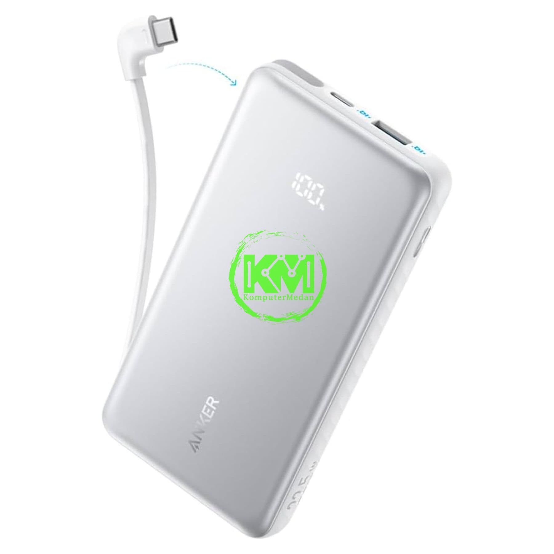 ANKER ZOLO POWER BANK 20000MAH 22.5W BUILT-IN USB-C CABLE A110E WHITE