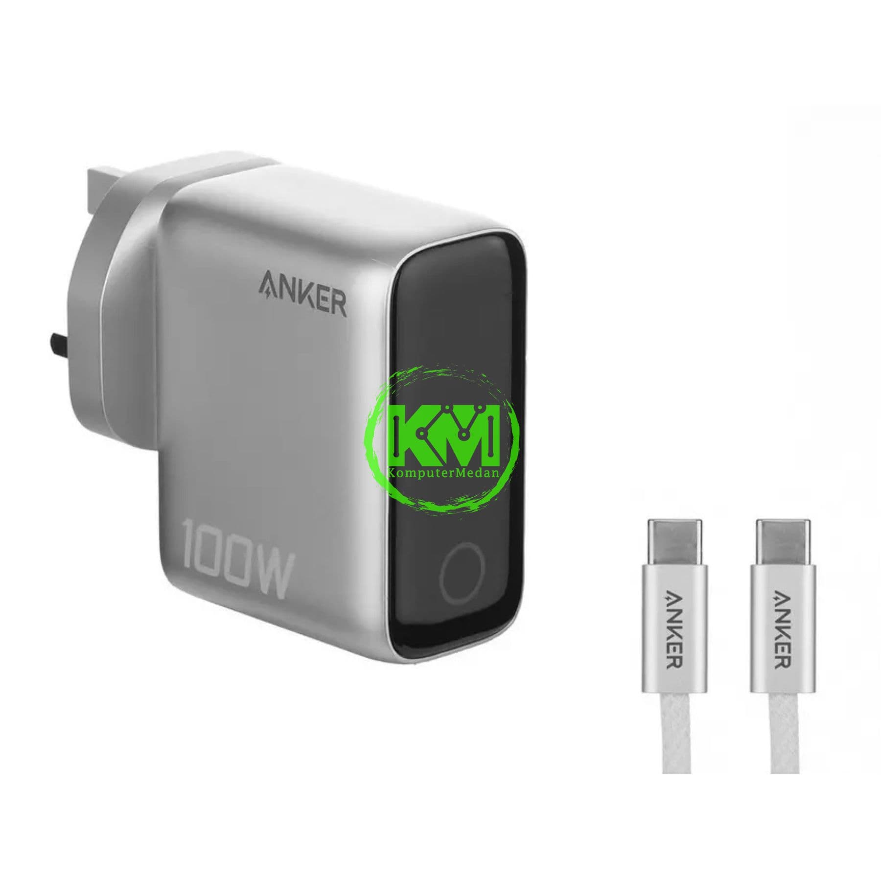 ANKER CHARGER (100W, 3 PORTS, SMART DISPLAY) - B121B SILVER - Image 2