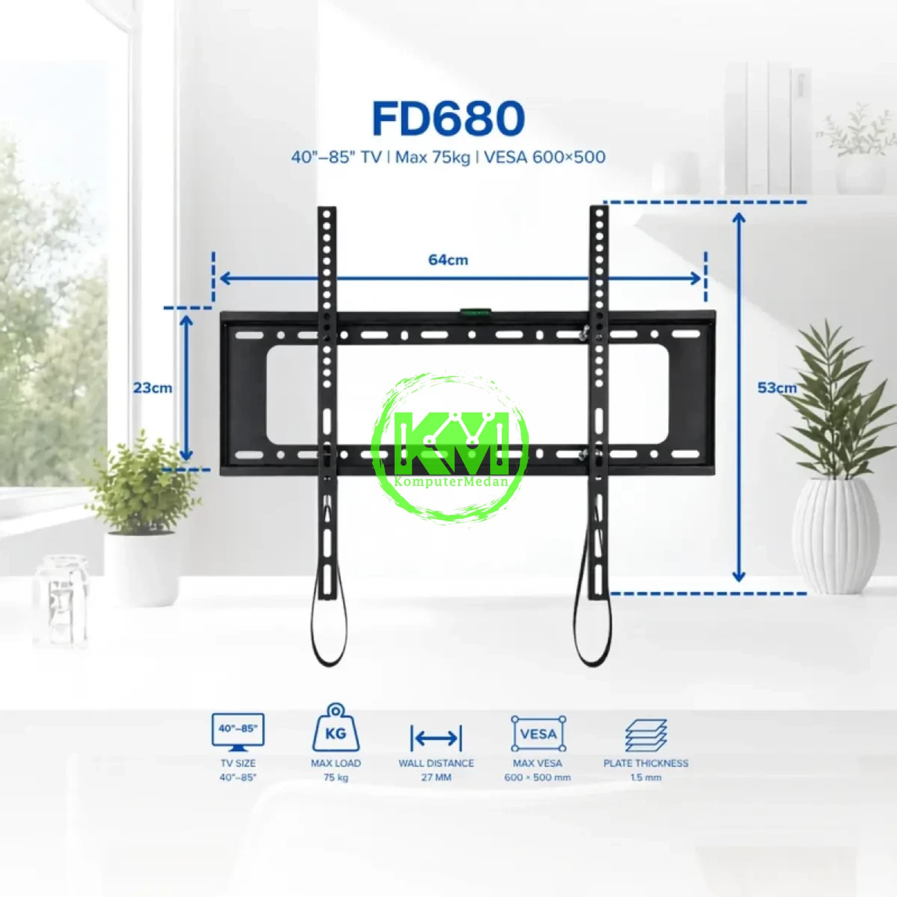 OXIMUS FD680 WALL BRACKET FIX BLACK - Image 2