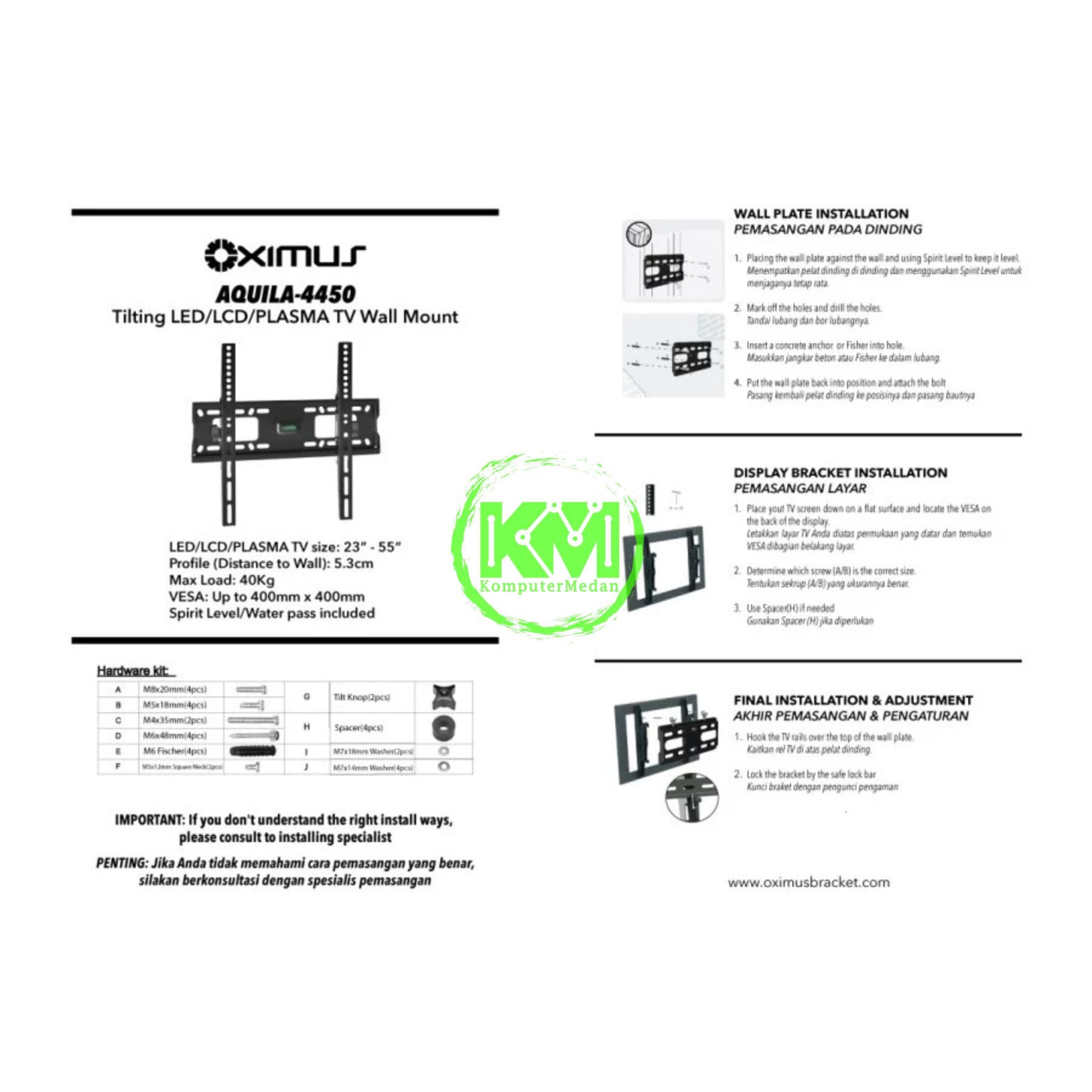 OXIMUS AQUILA 4450 WALL BRACKET - Image 4