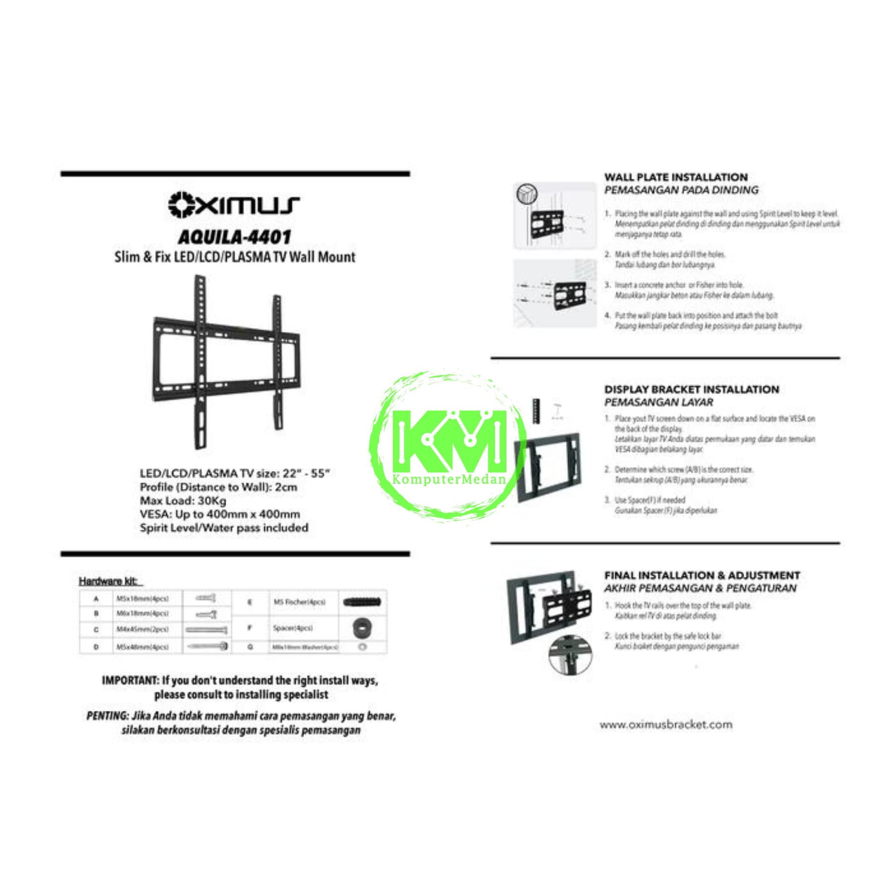 OXIMUS AQUILA 4401 WALL BRACKET - Image 4