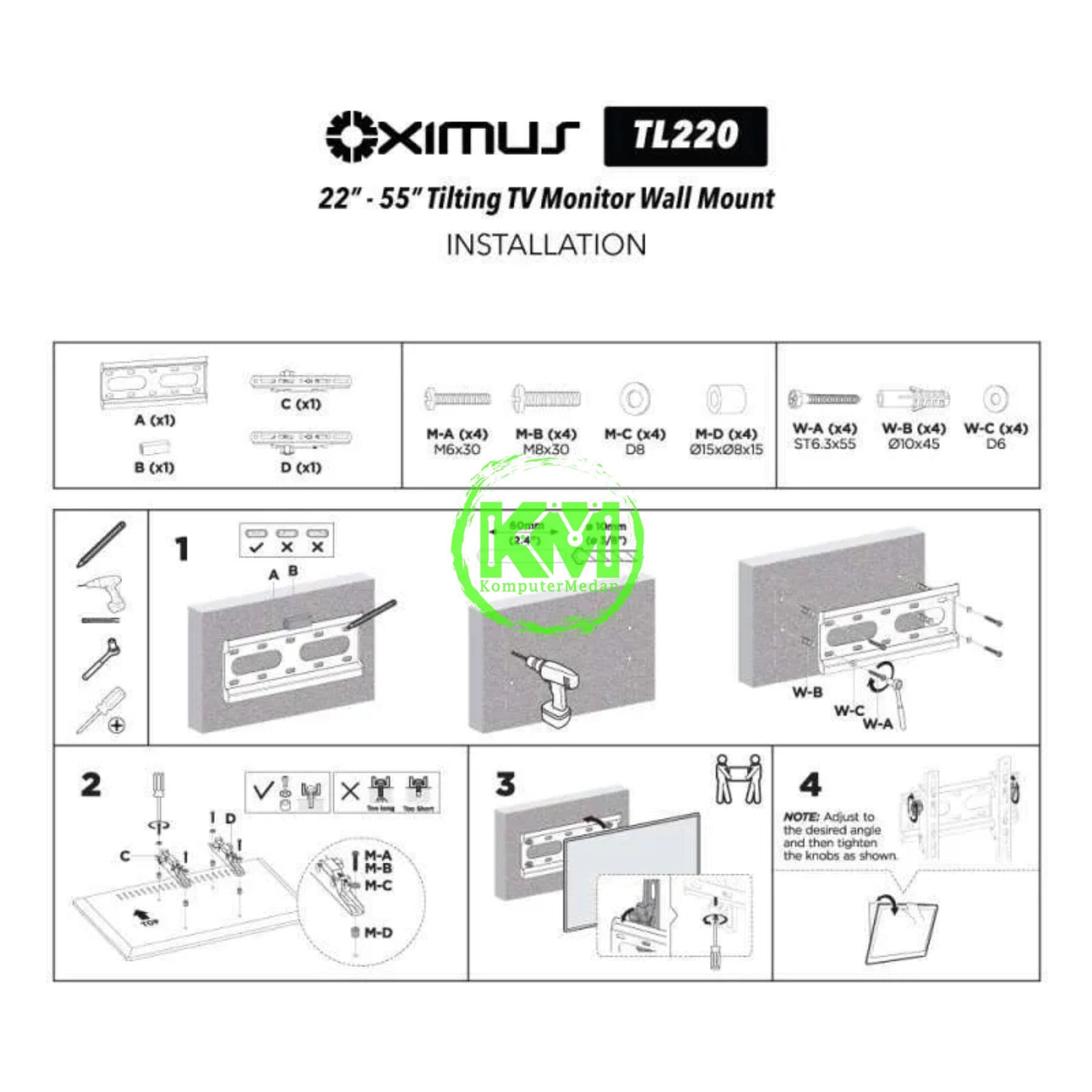 OXIMUS TL220 WALL BRACKET BLACK - Image 4