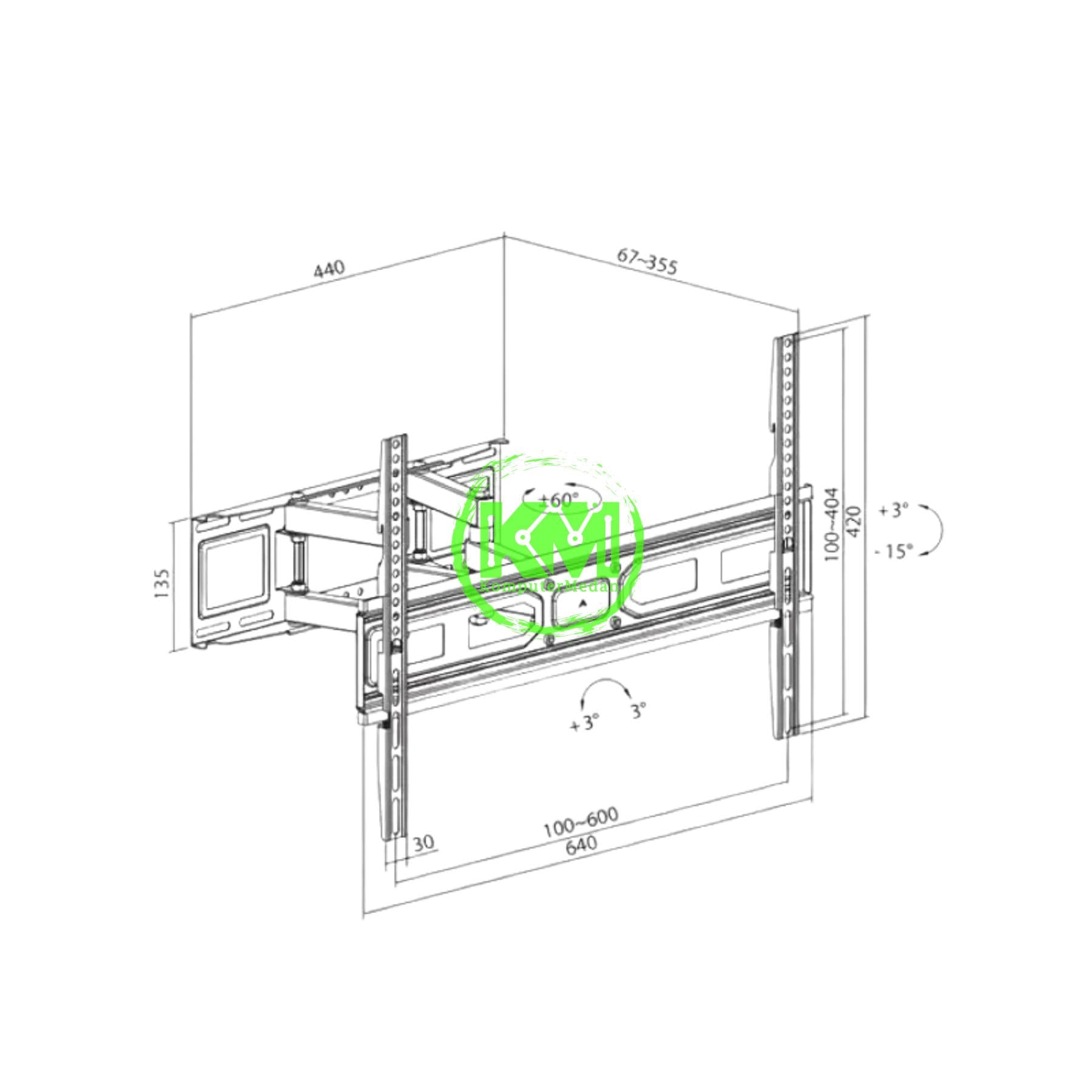 OXIMUS TL630 WALL BRACKET BLACK - Image 4