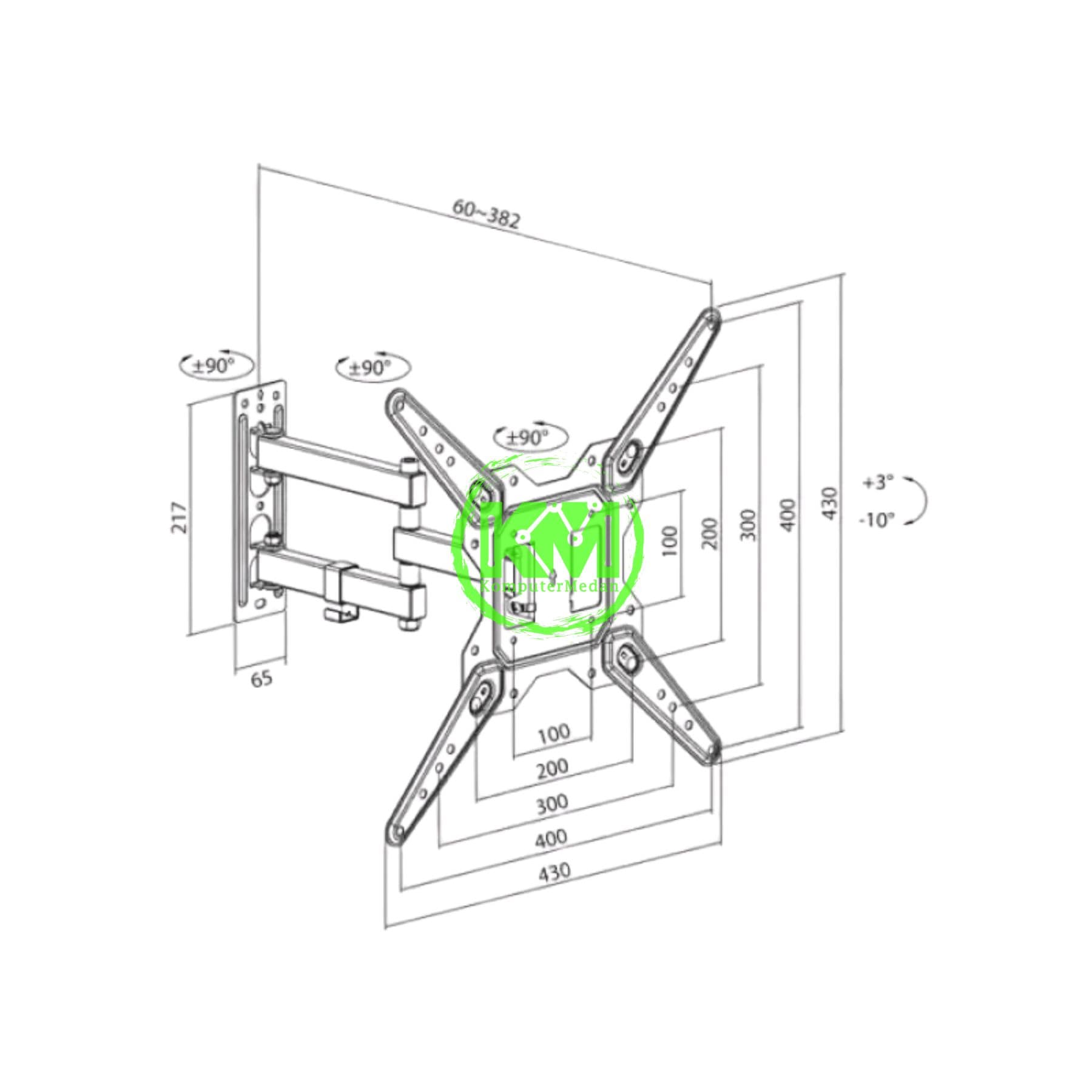 OXIMUS TL430 WALL BRACKET WHITE - Image 2