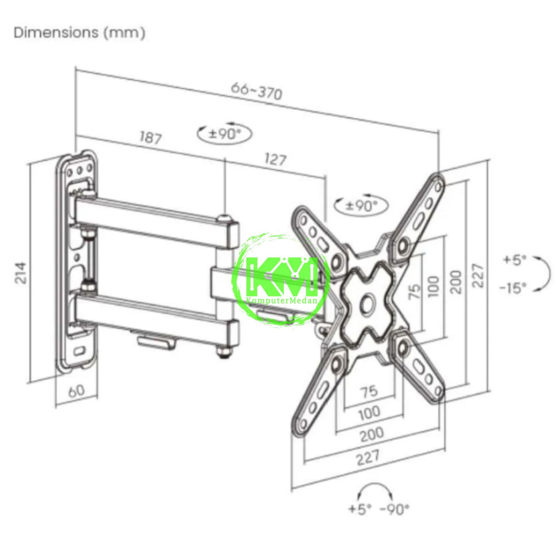 OXIMUS L10D WALL BRACKET BLACK - Image 2