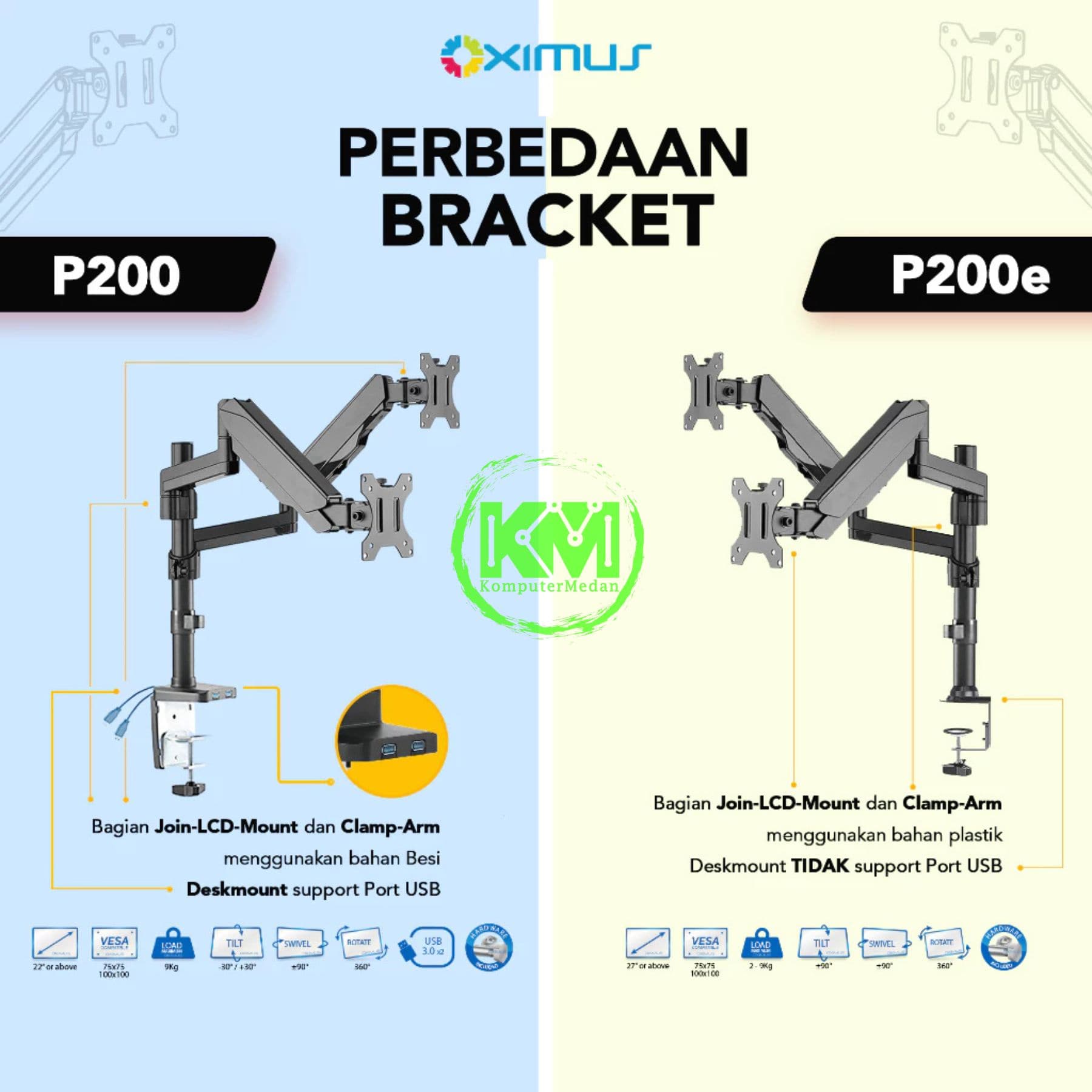 OXIMUS P200E DESK BRACKET BLACK - Image 3