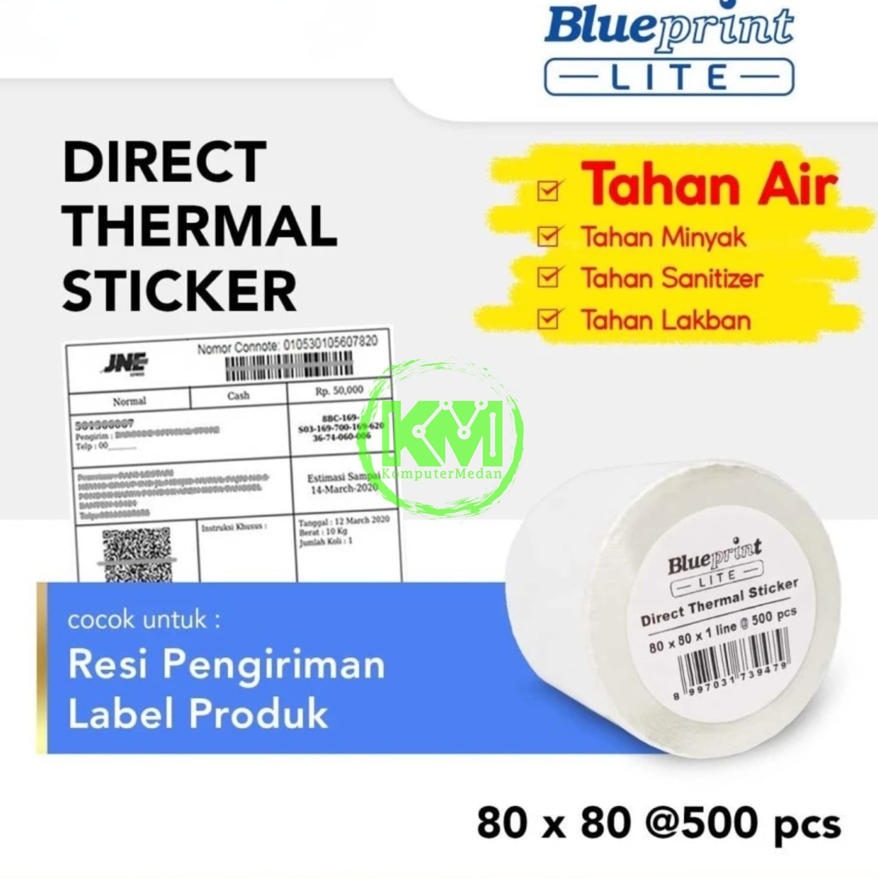 BLUEPRINT DIRECT THERMAL STICKER 80x80x1 LINE (500pcs)