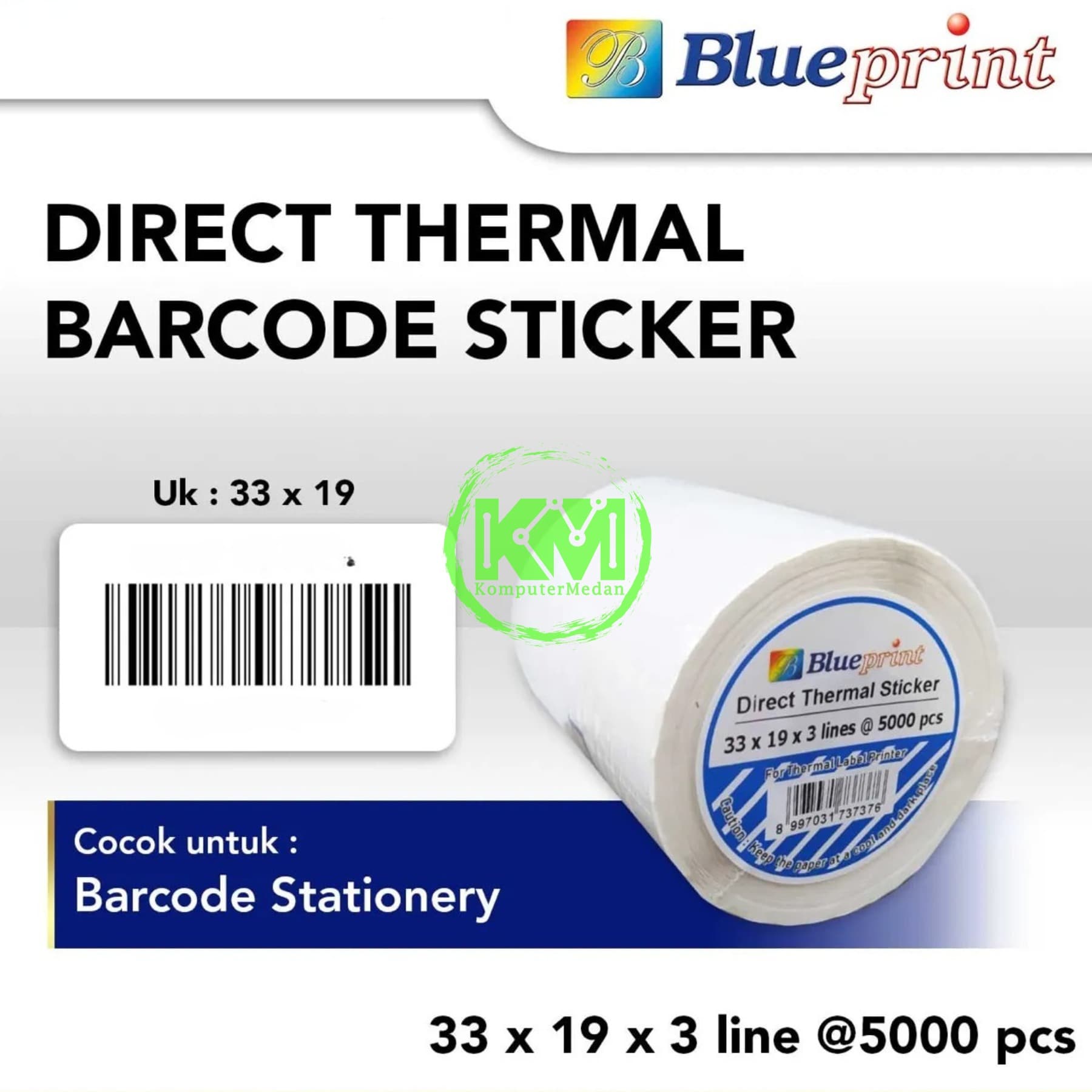 BLUEPRINT DIRECT THERMAL STICKER 33x19x3 LINE @5000pcs