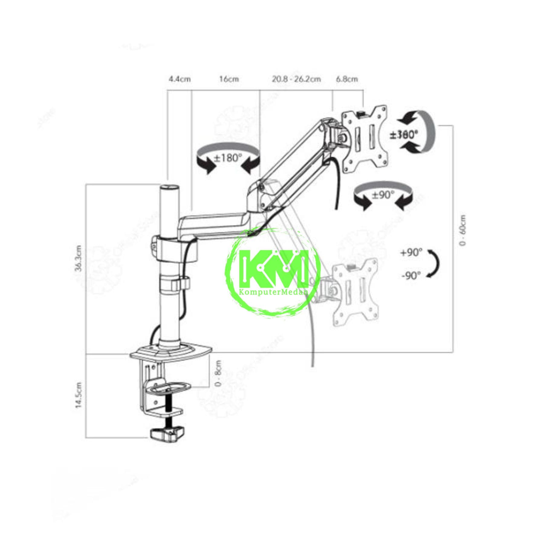 OXIMUS P100E DESK BRACKET BLACK - Image 4