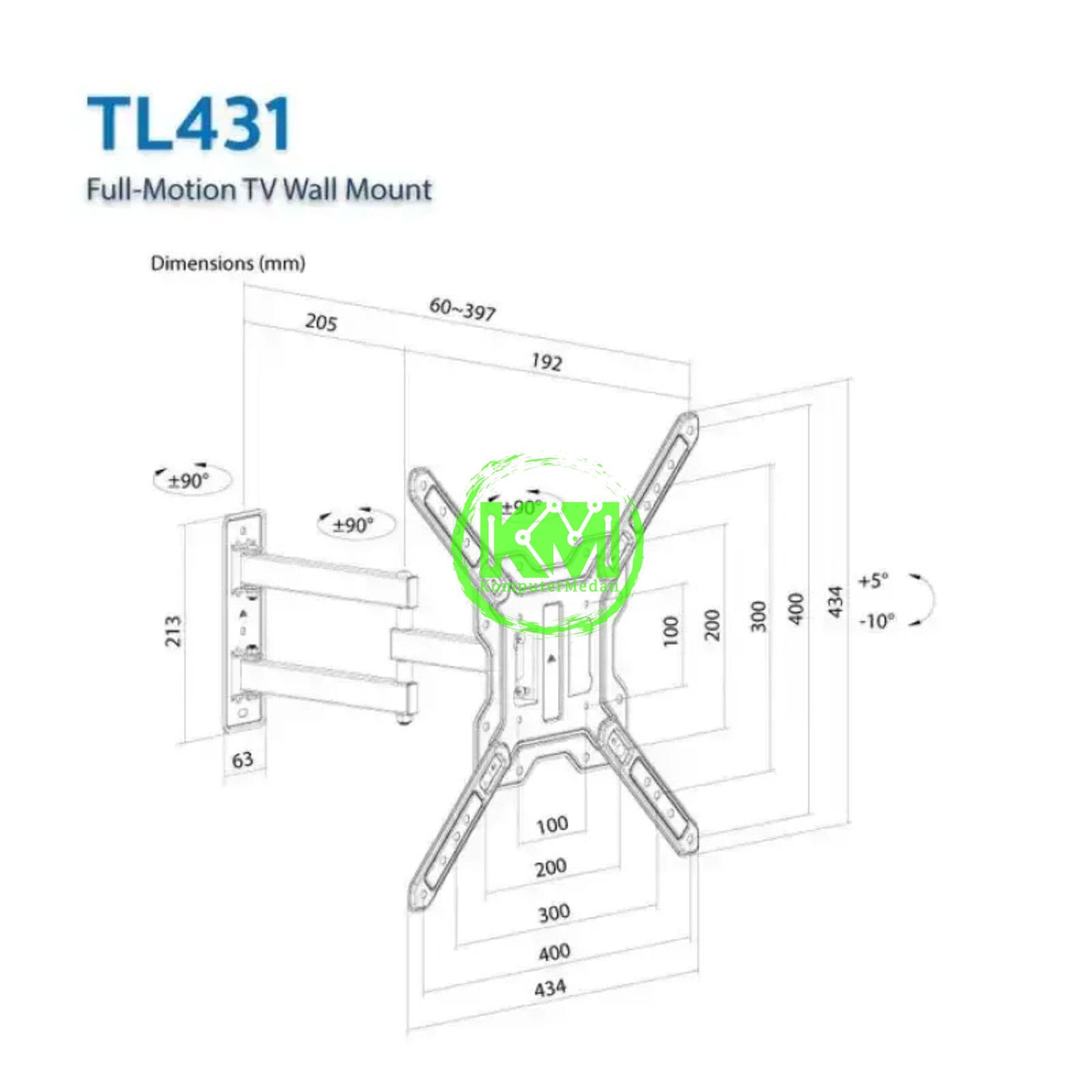 OXIMUS TL431 WALL BRACKET BLACK - Image 4