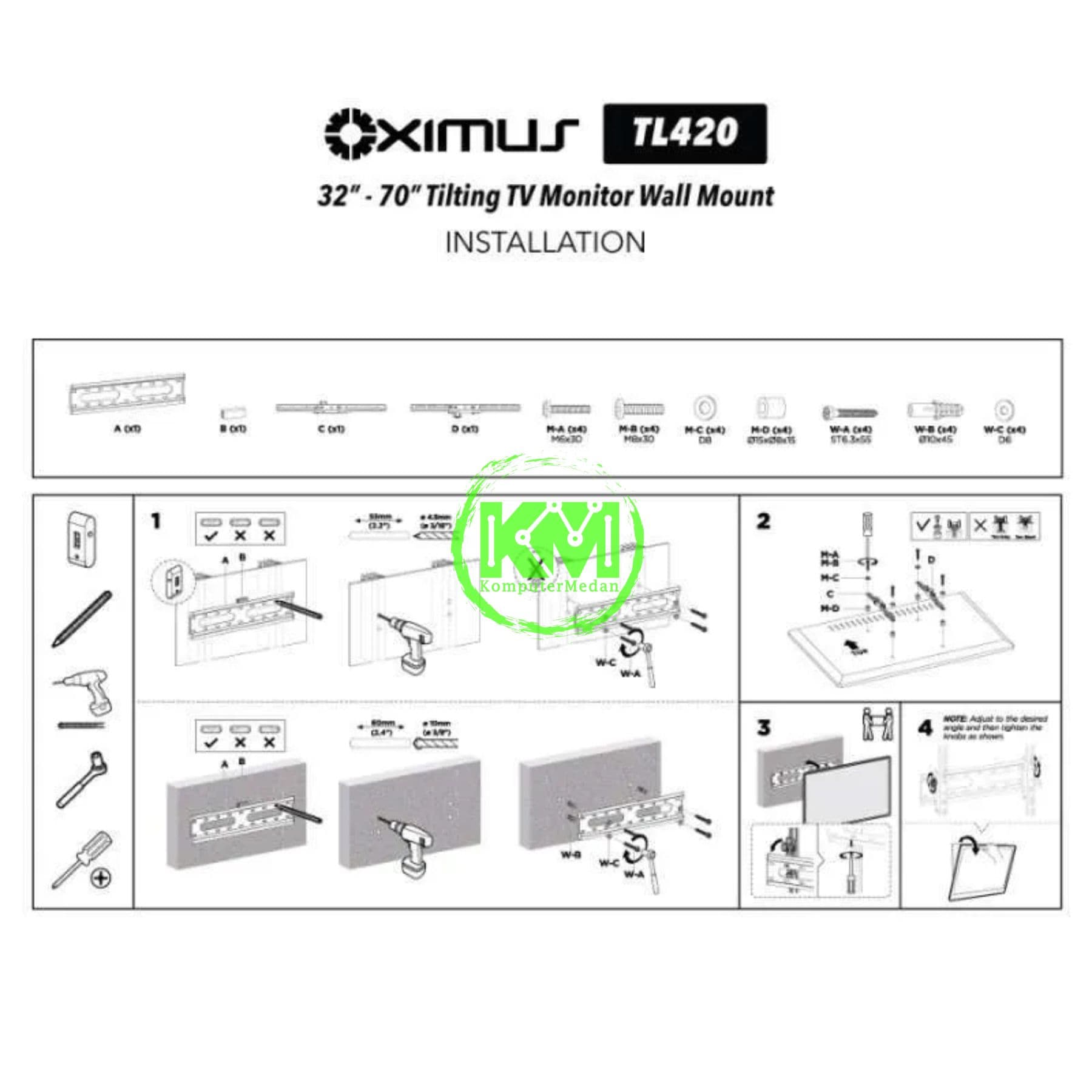 OXIMUS TL420 WALL BRACKET WHITE - Image 3