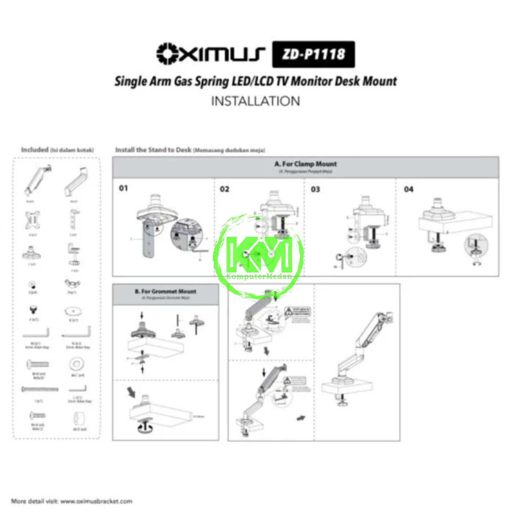 OXIMUS ZDP1118 DESK BRACKET BLACK - Image 5