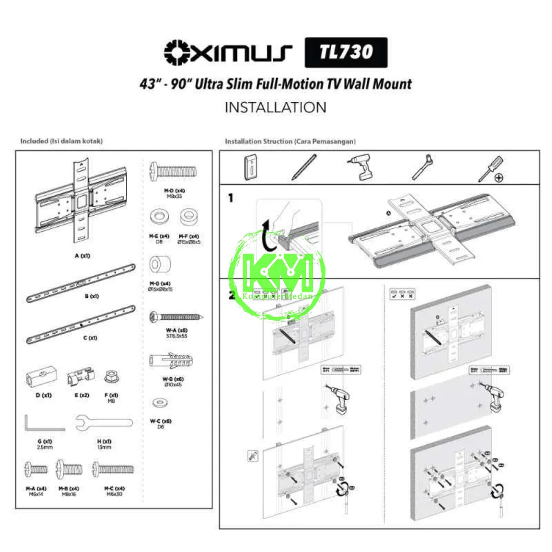 OXIMUS TL730 WALL BRACKET BLACK - Image 3